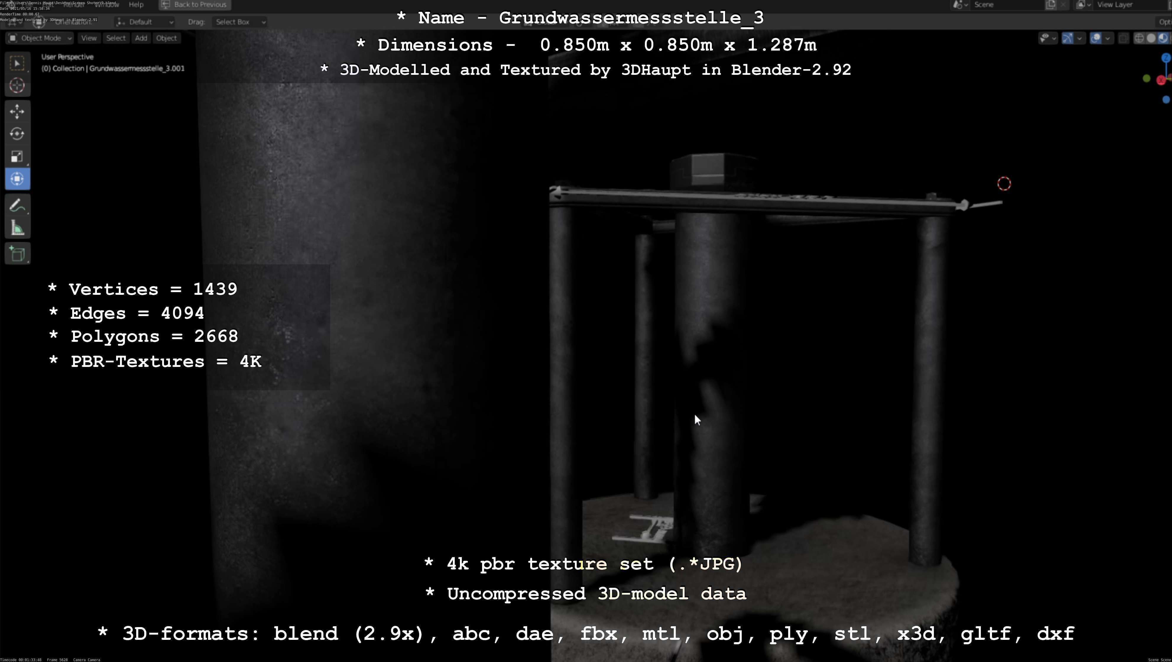 Groundwater monitoring well 3 version 2  Low-poly 3D model_6