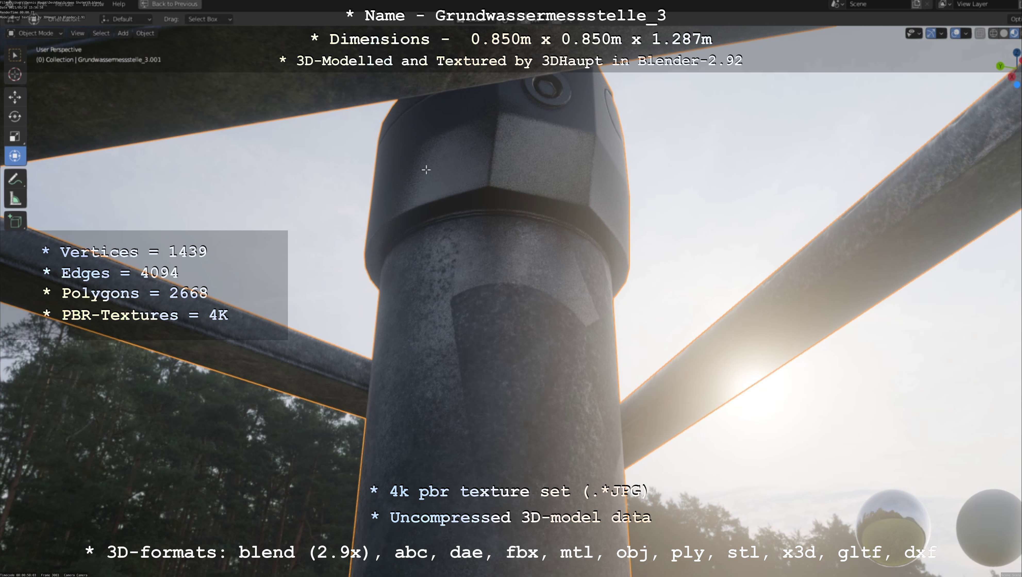 Groundwater monitoring well 3 version 2  Low-poly 3D model_7