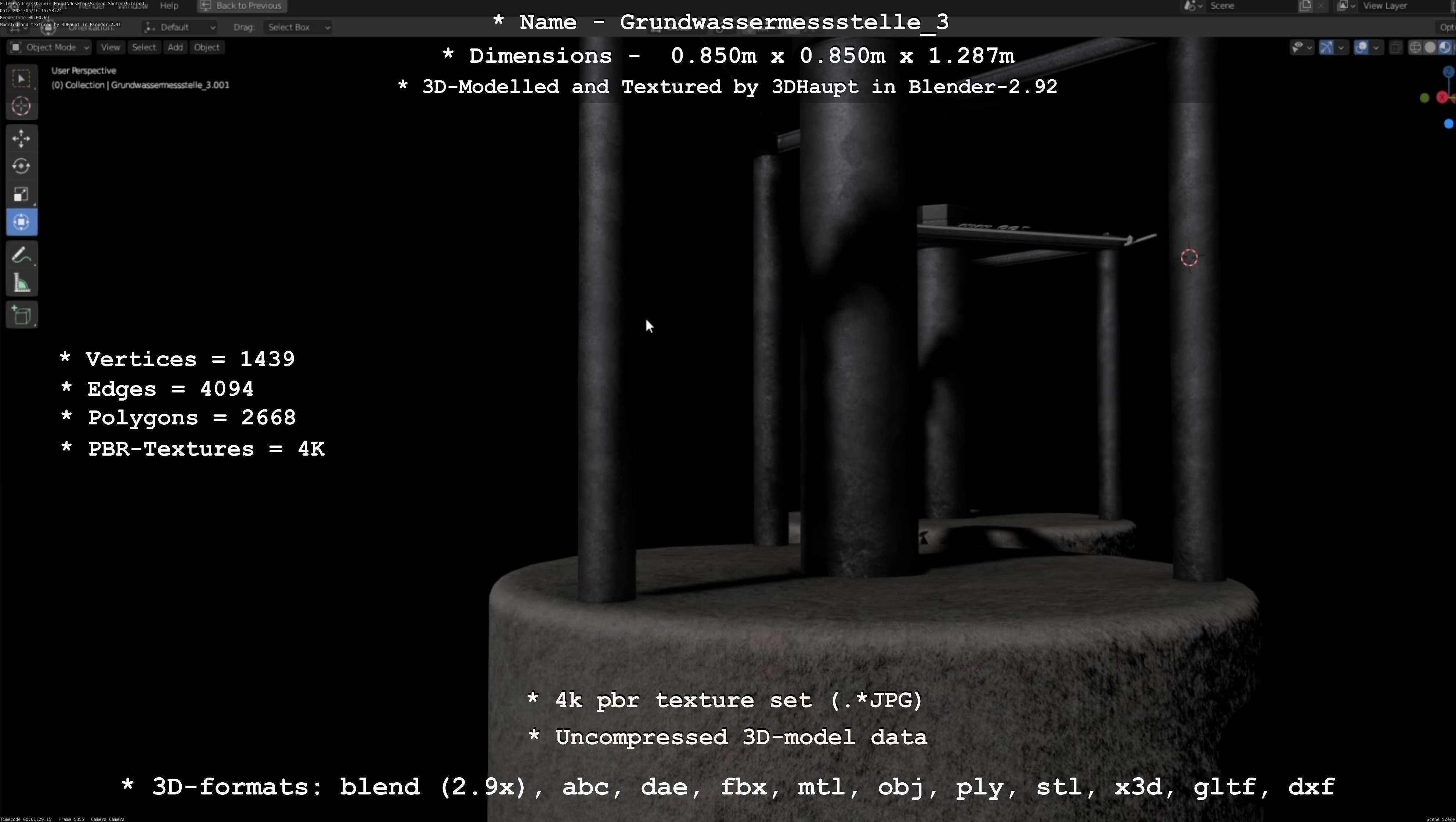Groundwater monitoring well 3 version 2  Low-poly 3D model_86