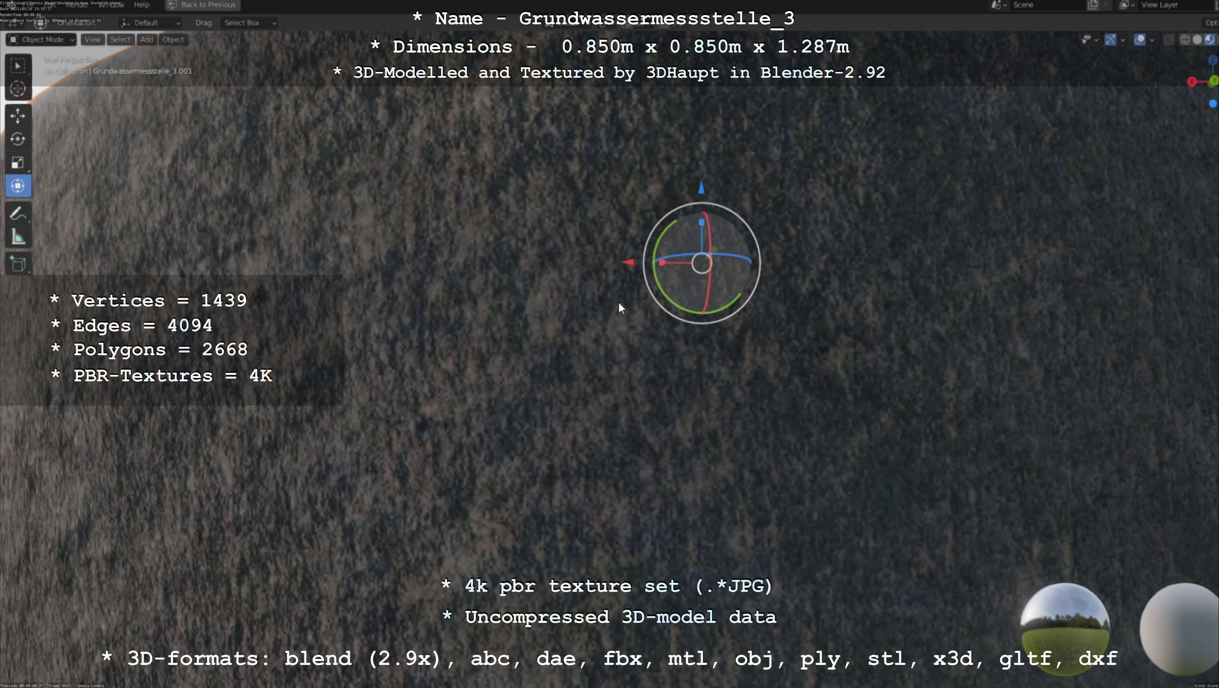 Groundwater monitoring well 3 version 2  Low-poly 3D model_130
