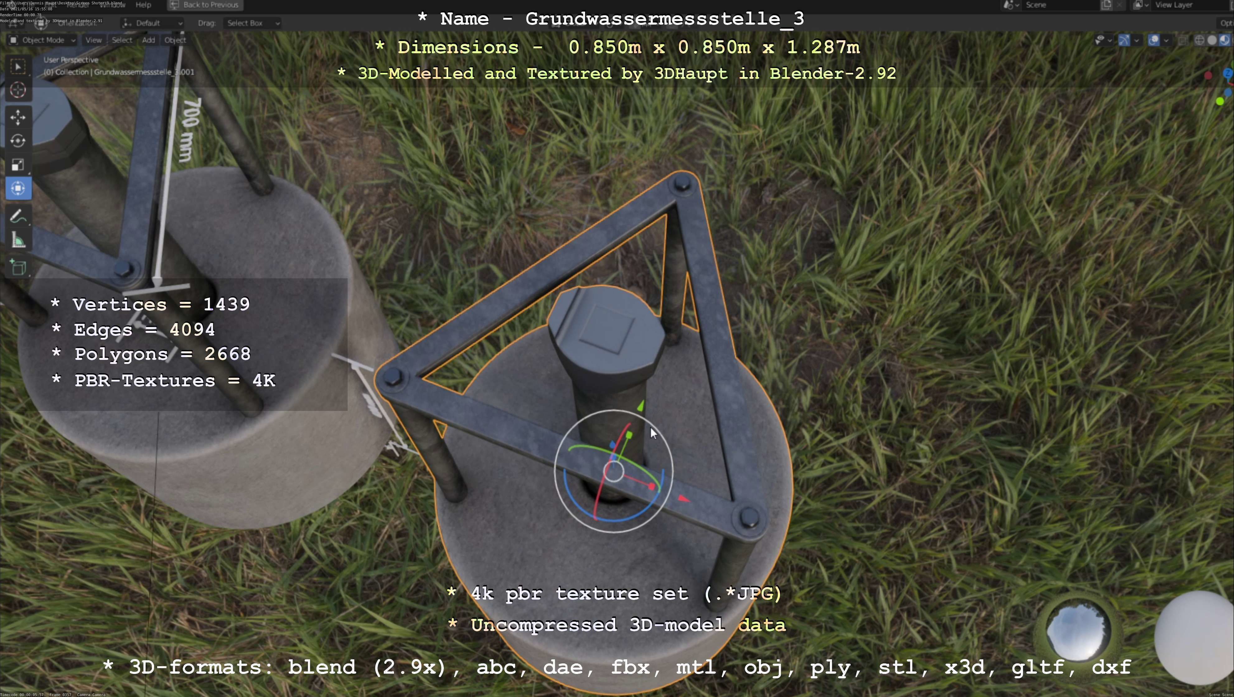 Groundwater monitoring well 3 version 2  Low-poly 3D model_37