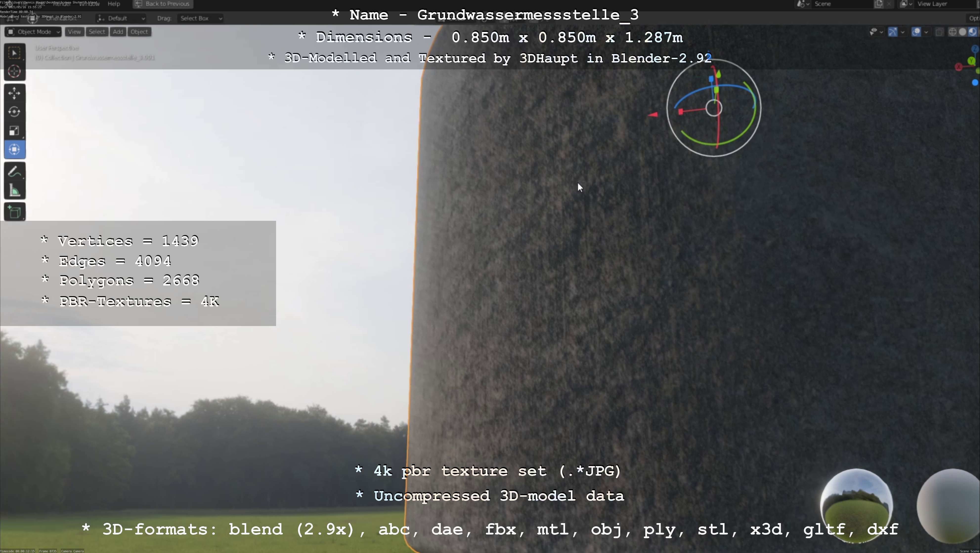 Groundwater monitoring well 3 version 2  Low-poly 3D model_135