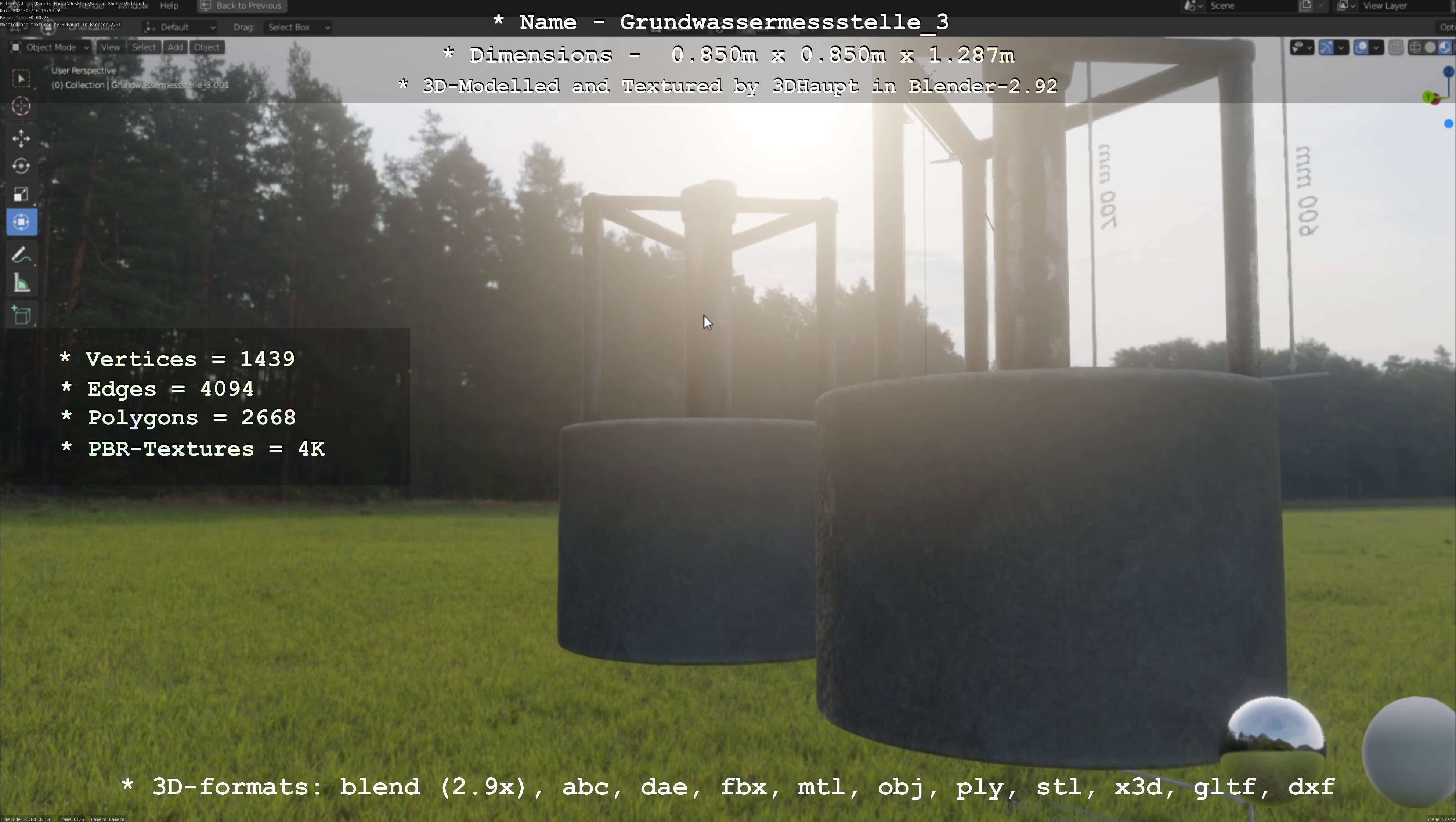 Groundwater monitoring well 3 version 2  Low-poly 3D model_120
