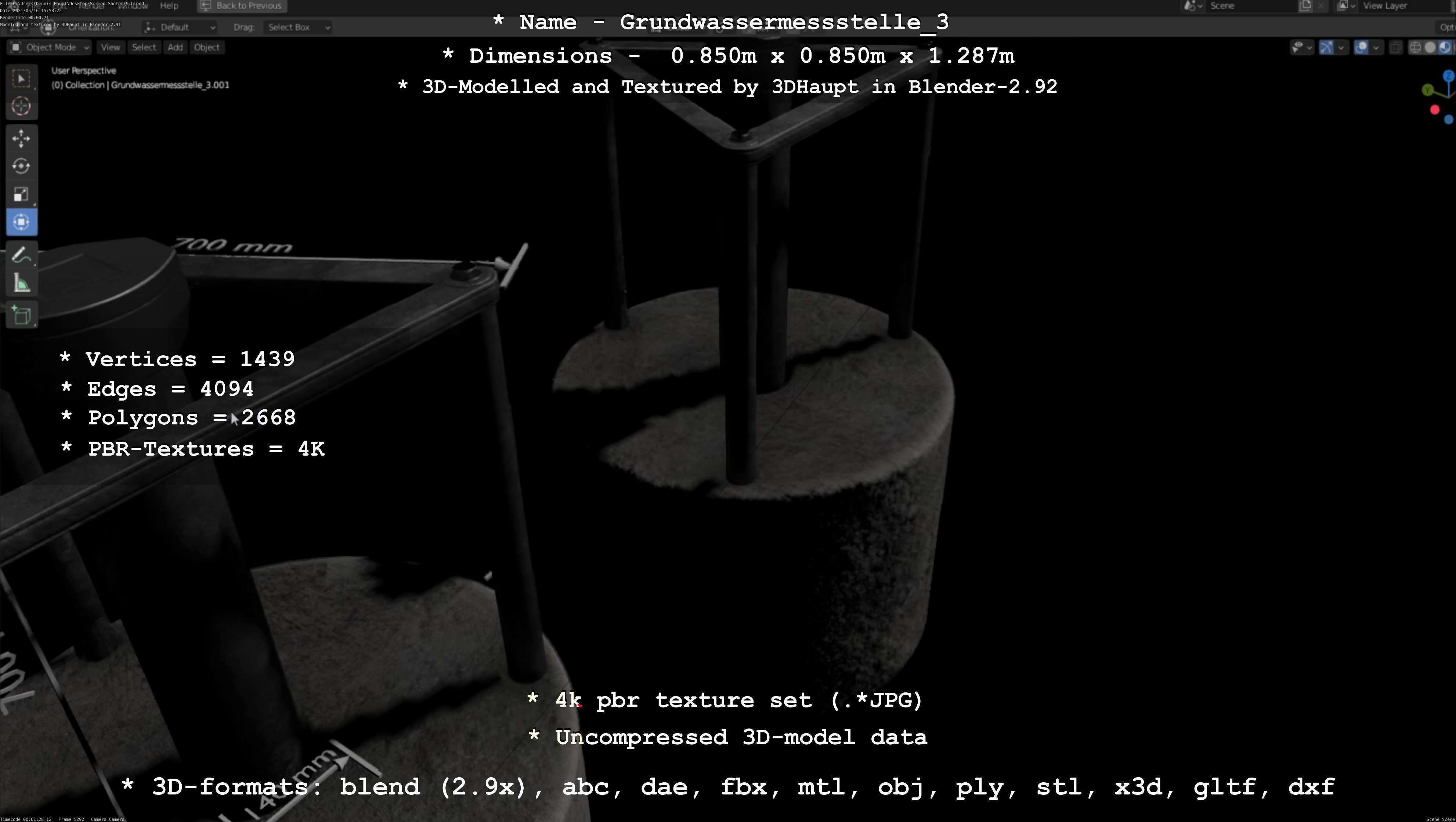 Groundwater monitoring well 3 version 2  Low-poly 3D model_84