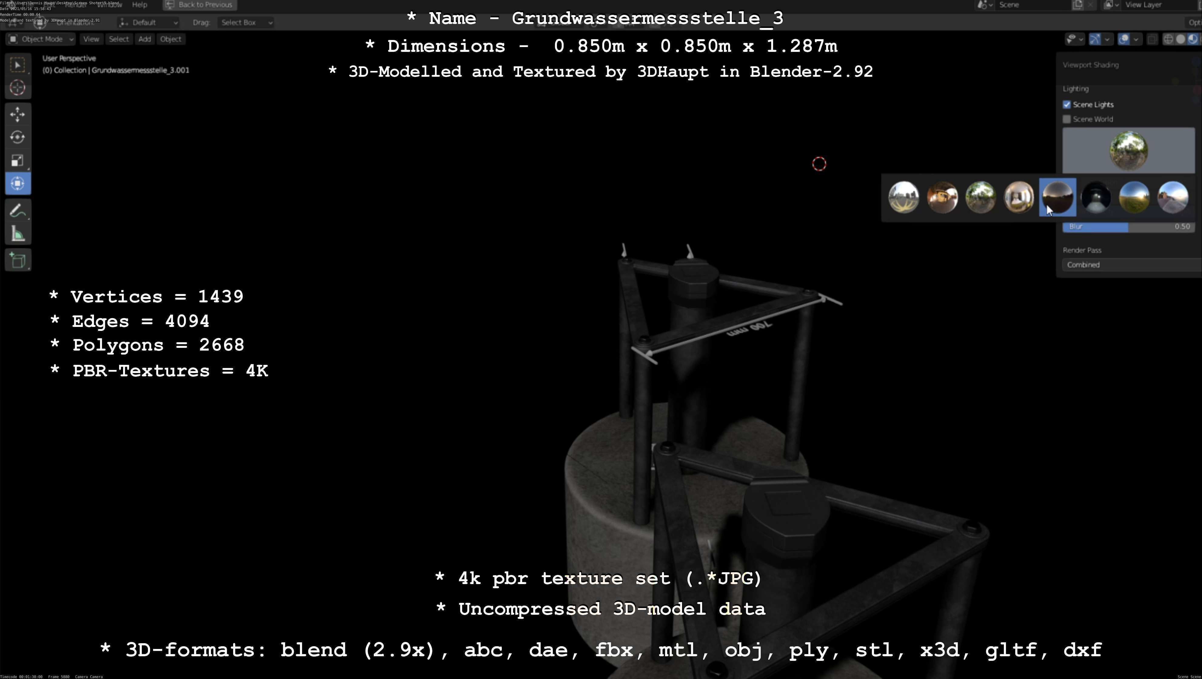 Groundwater monitoring well 3 version 2  Low-poly 3D model_104