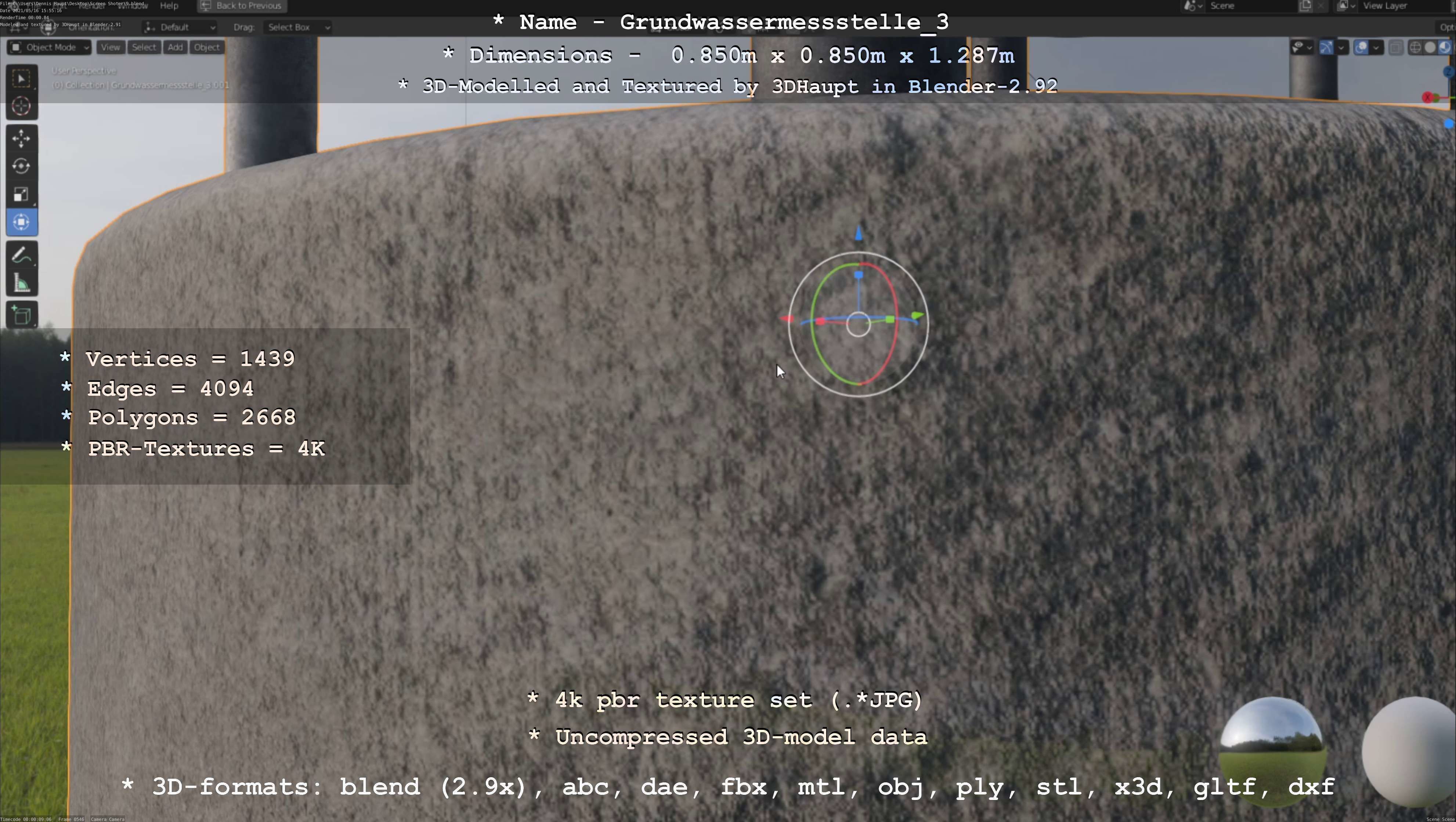 Groundwater monitoring well 3 version 2  Low-poly 3D model_129