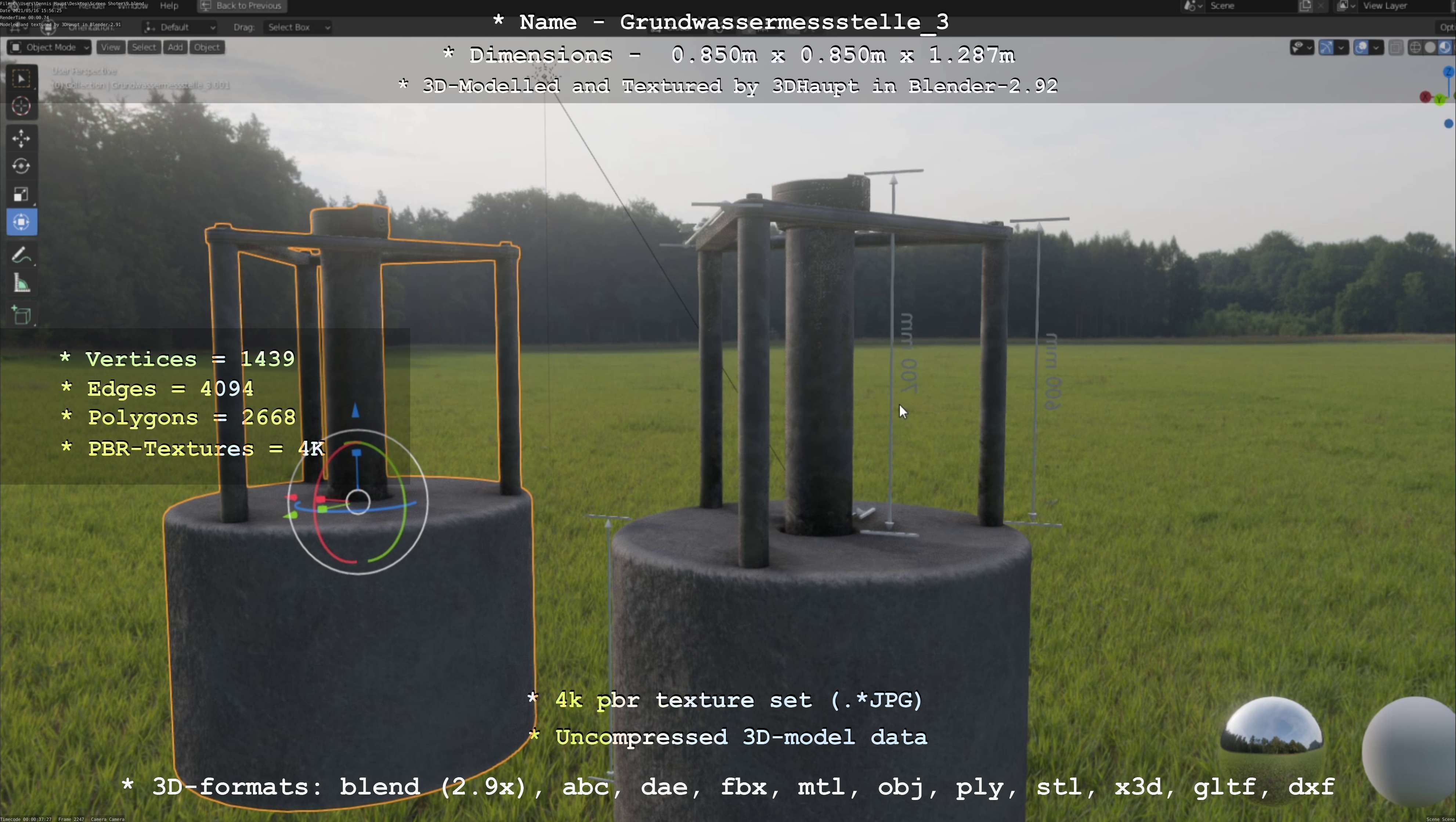 Groundwater monitoring well 3 version 2  Low-poly 3D model_78