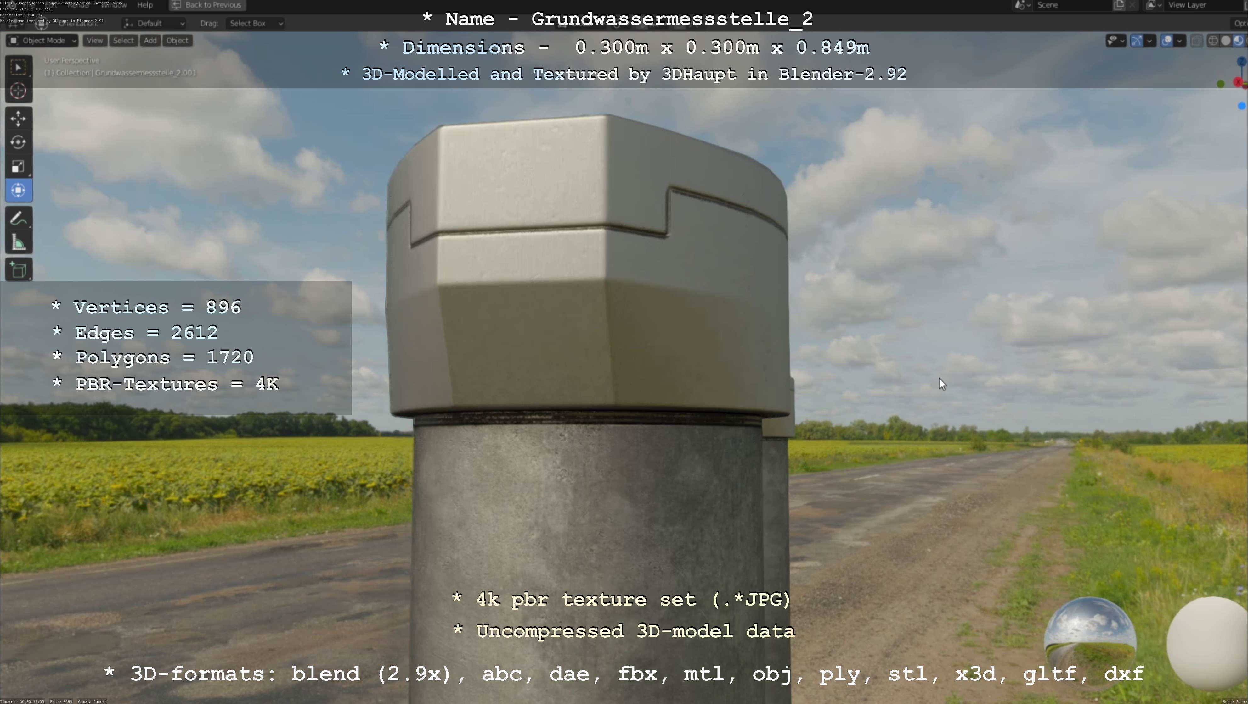 Groundwater monitoring well 2 version 2  Low-poly 3D model_14