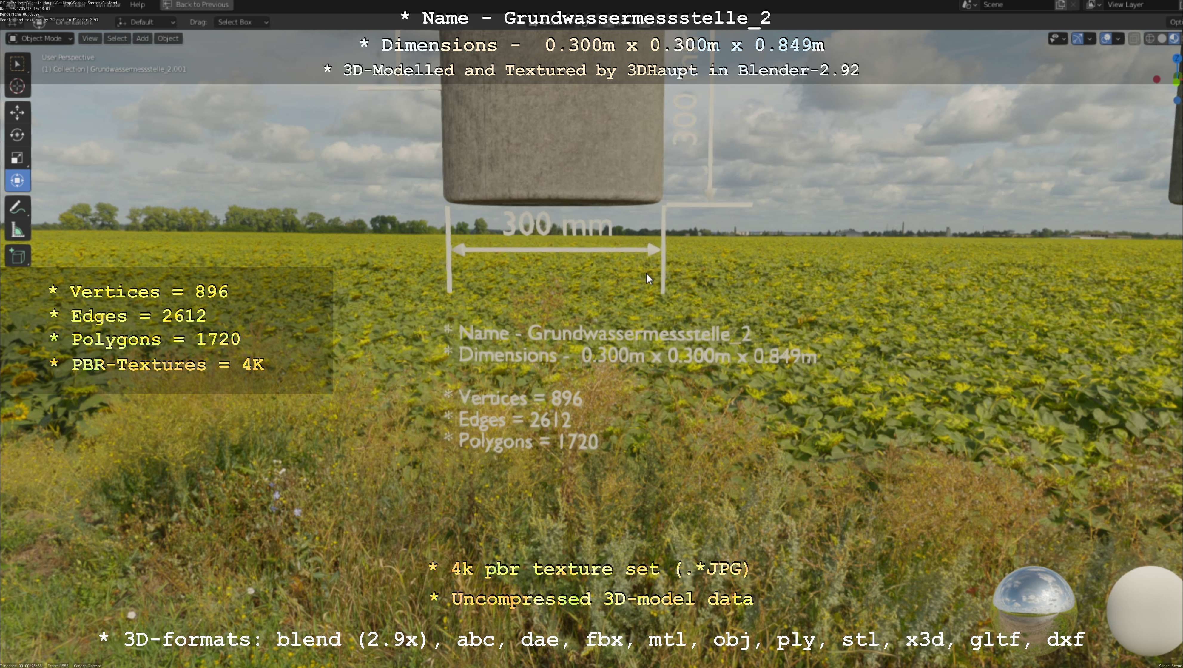 Groundwater monitoring well 2 version 2  Low-poly 3D model_48
