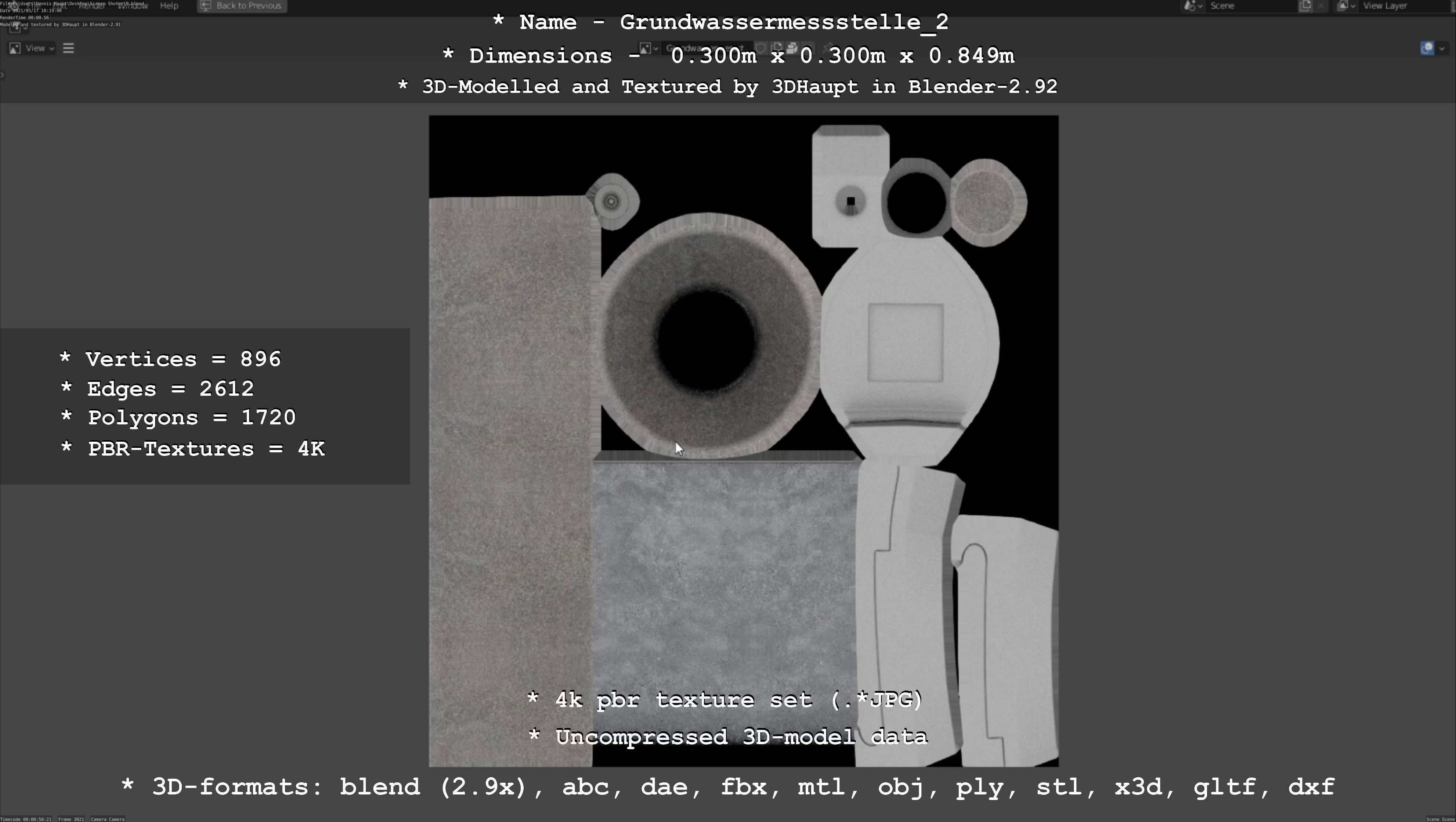 Groundwater monitoring well 2 version 2  Low-poly 3D model_28