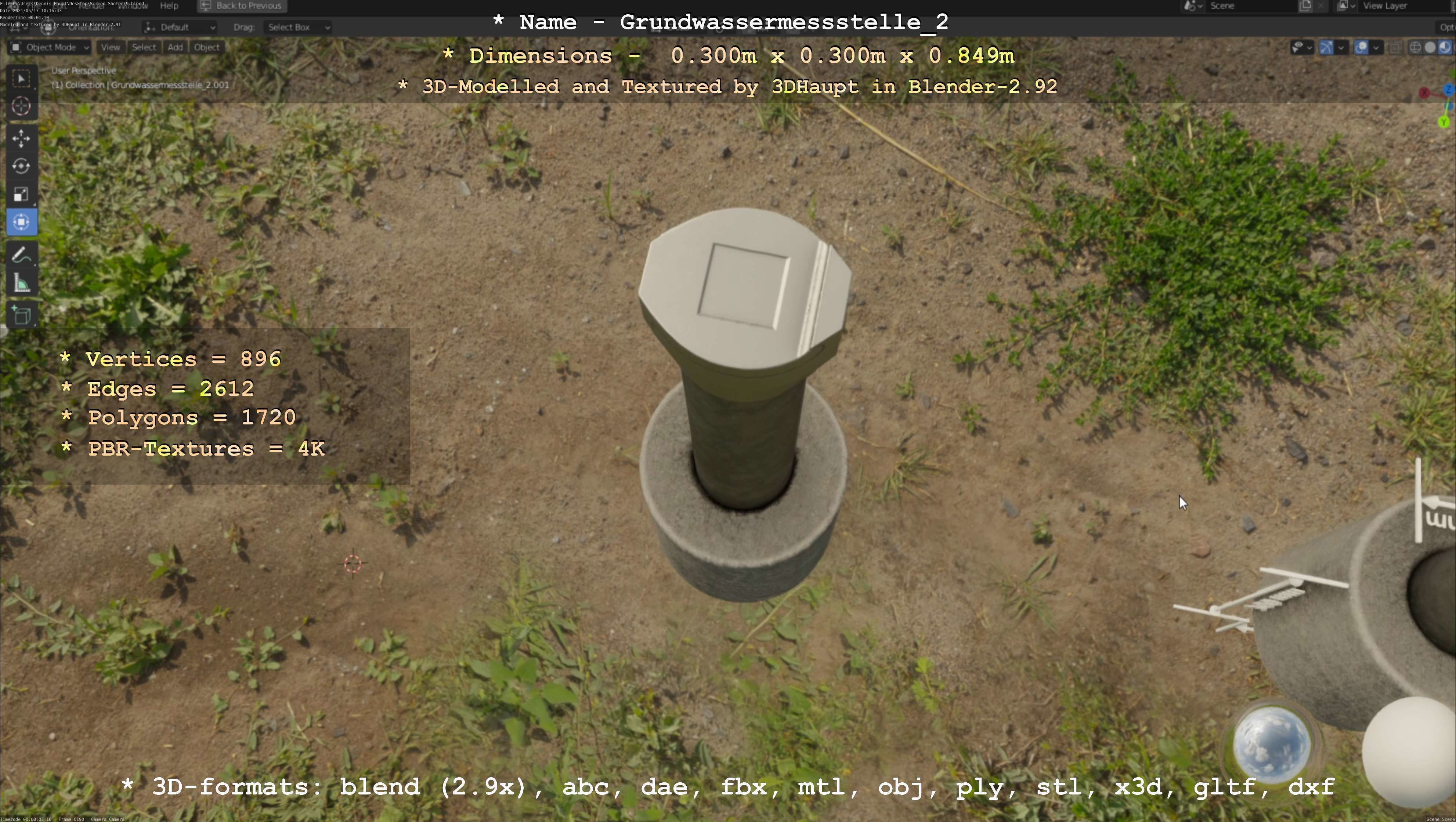 Groundwater monitoring well 2 version 2  Low-poly 3D model_17