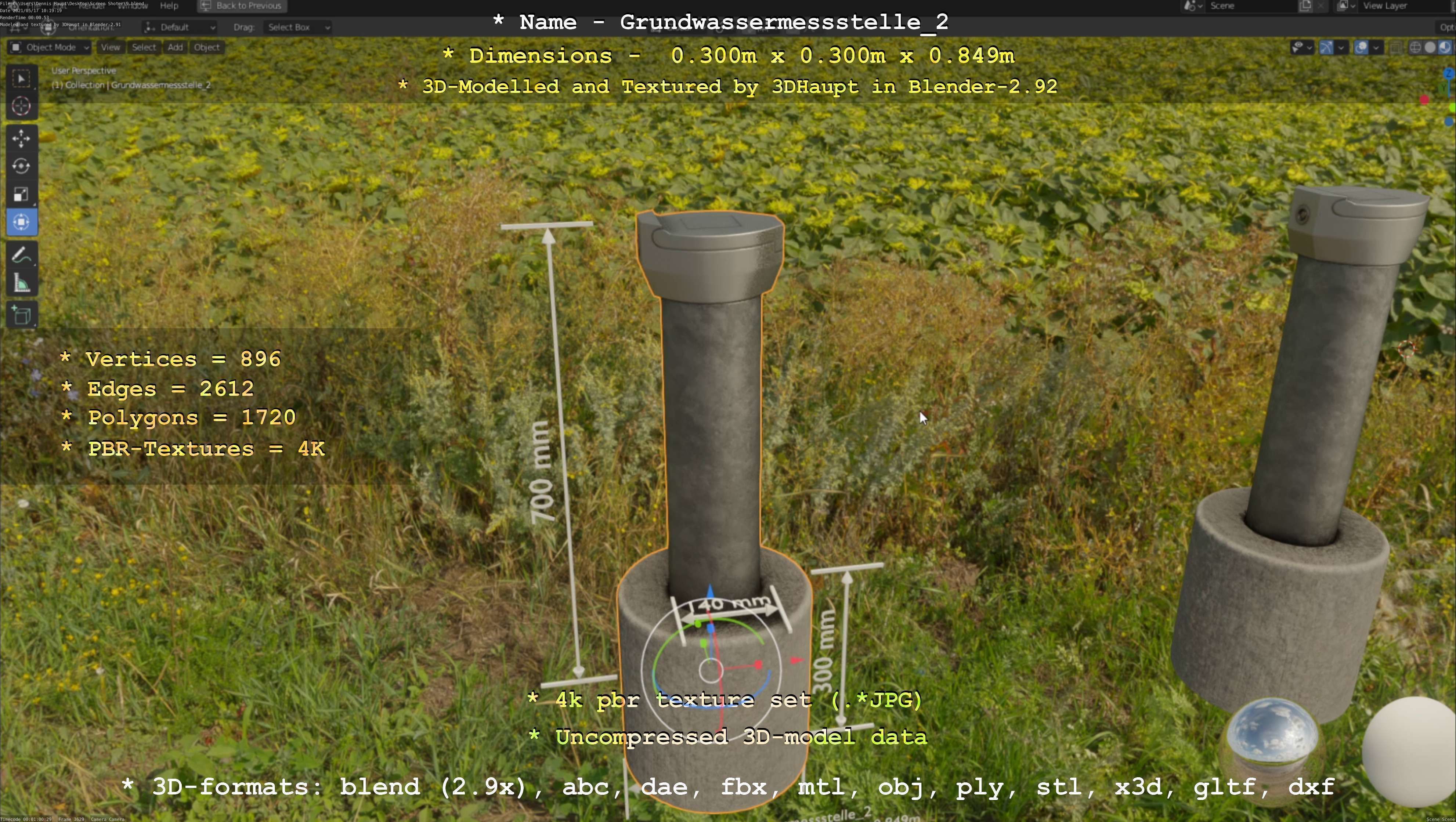 Groundwater monitoring well 2 version 2  Low-poly 3D model_103