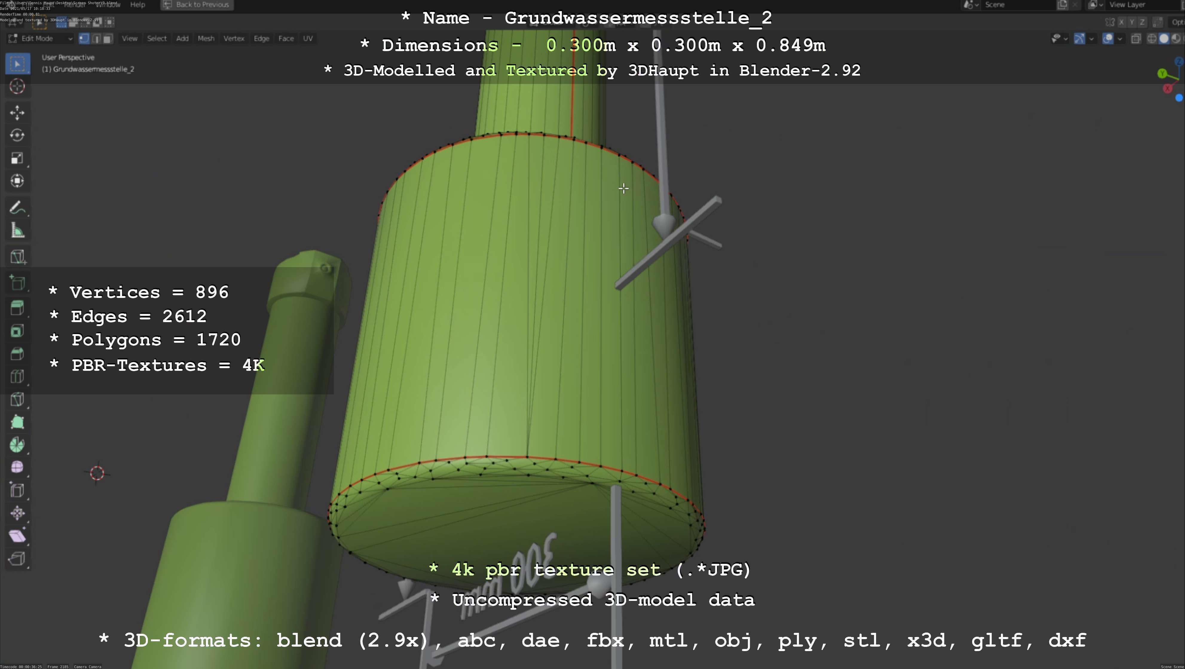 Groundwater monitoring well 2 version 2  Low-poly 3D model_58