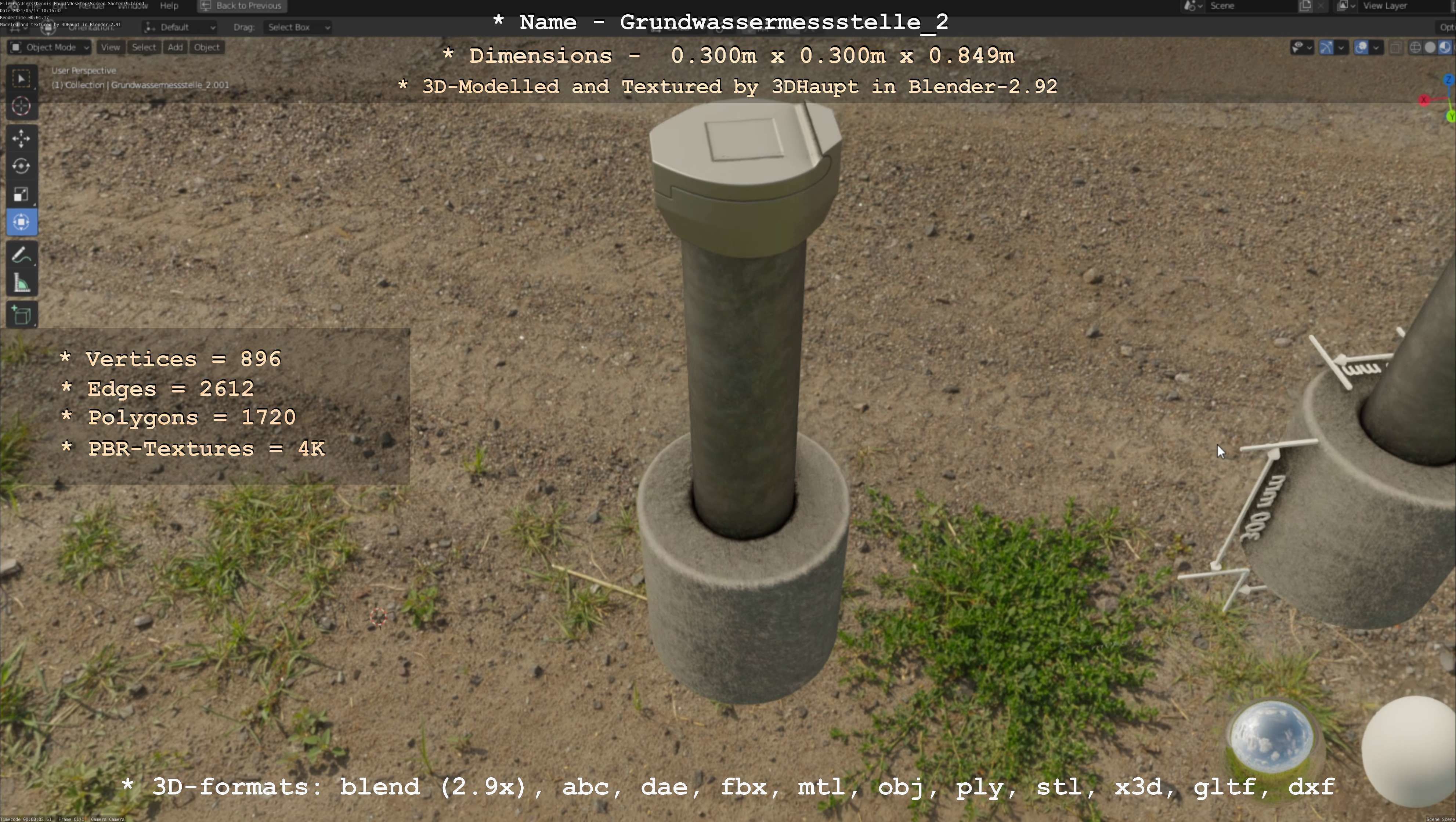 Groundwater monitoring well 2 version 2  Low-poly 3D model_10