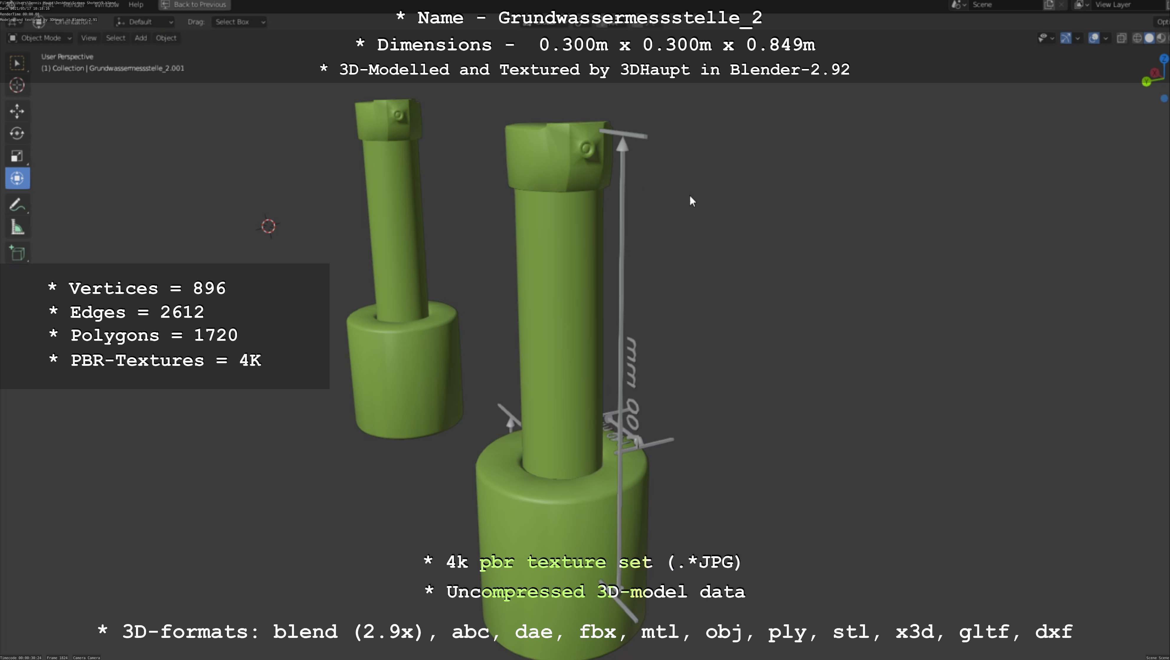 Groundwater monitoring well 2 version 2  Low-poly 3D model_52