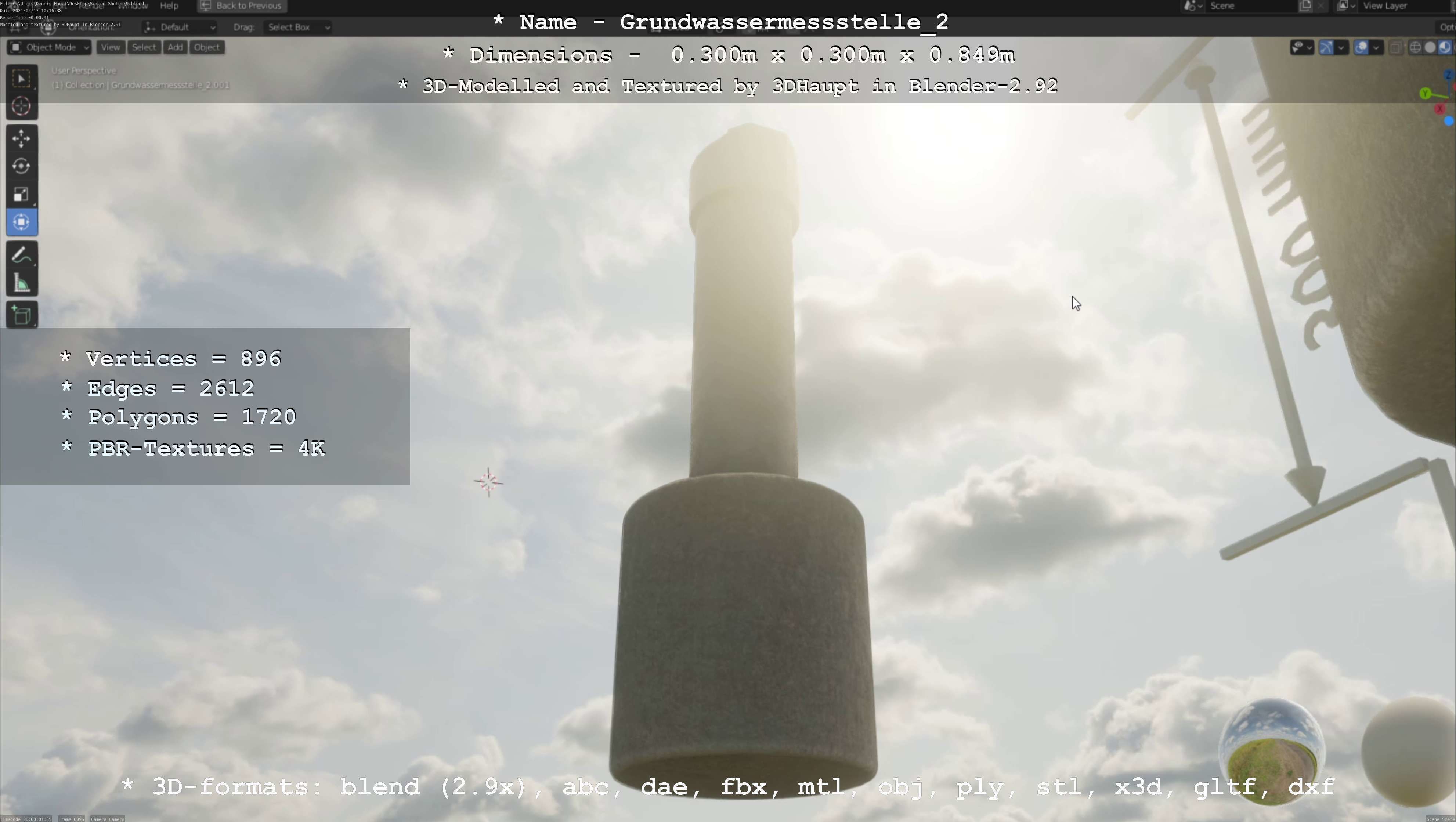 Groundwater monitoring well 2 version 2  Low-poly 3D model_62