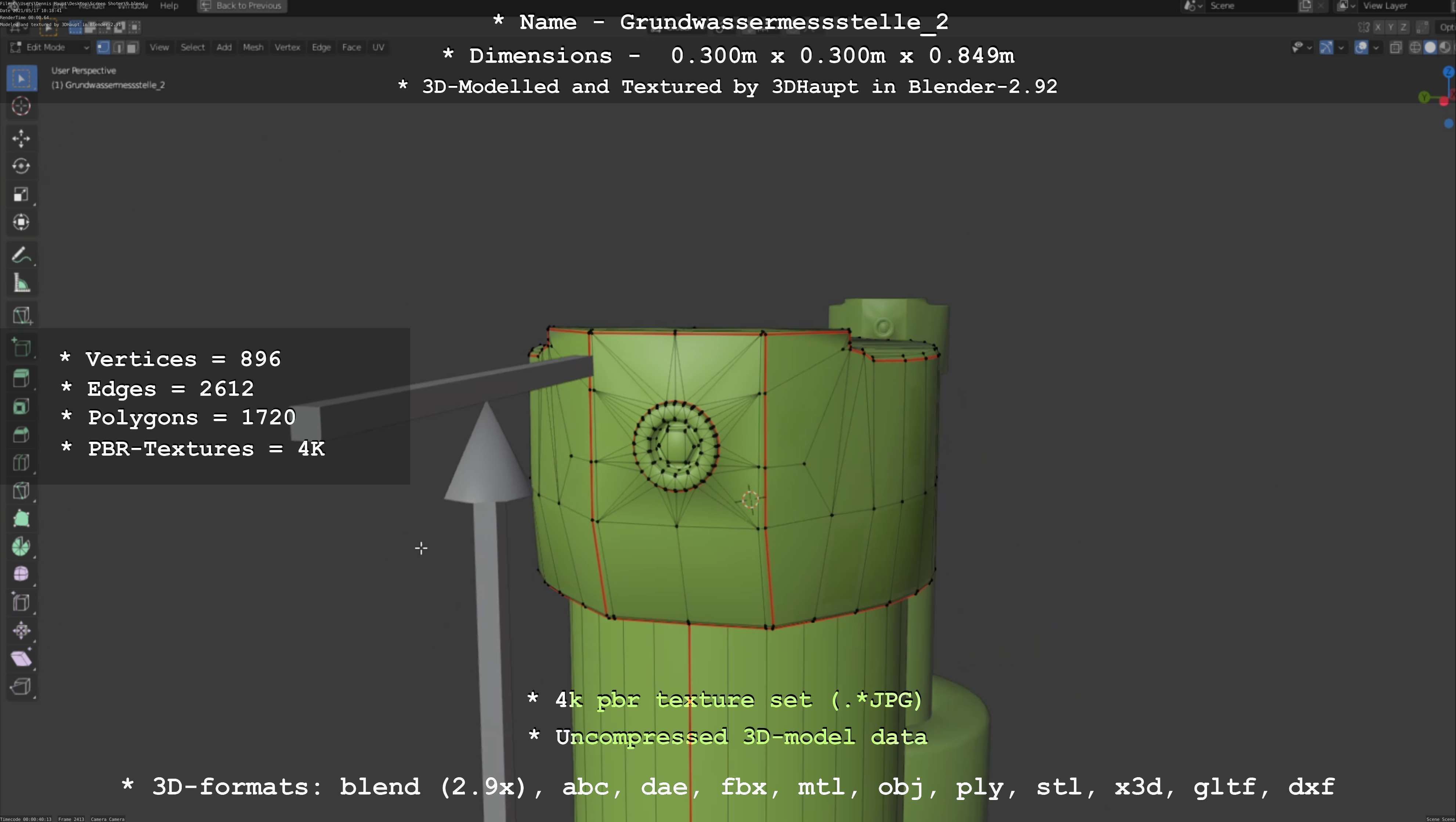 Groundwater monitoring well 2 version 2  Low-poly 3D model_24