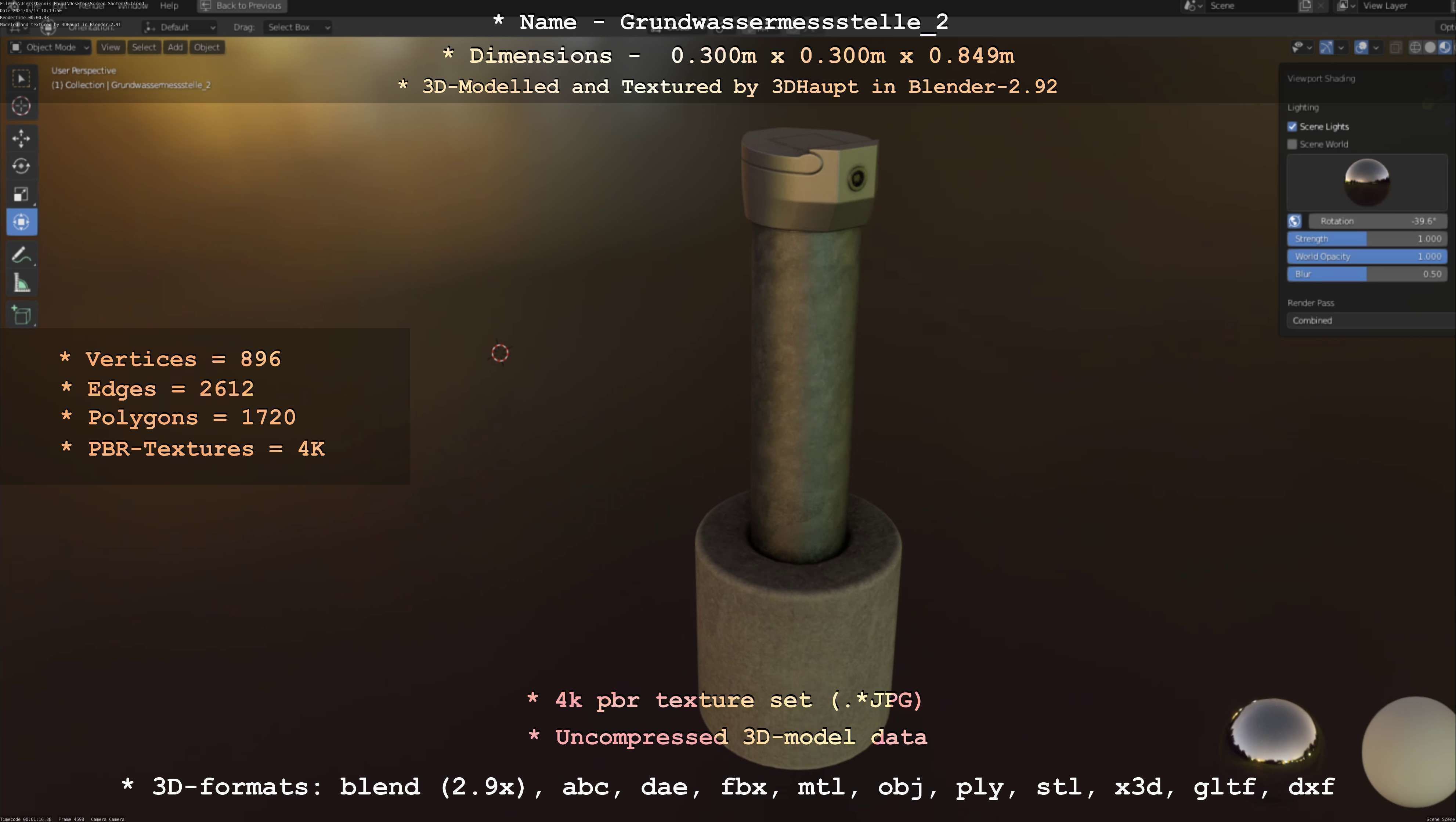Groundwater monitoring well 2 version 2  Low-poly 3D model_130