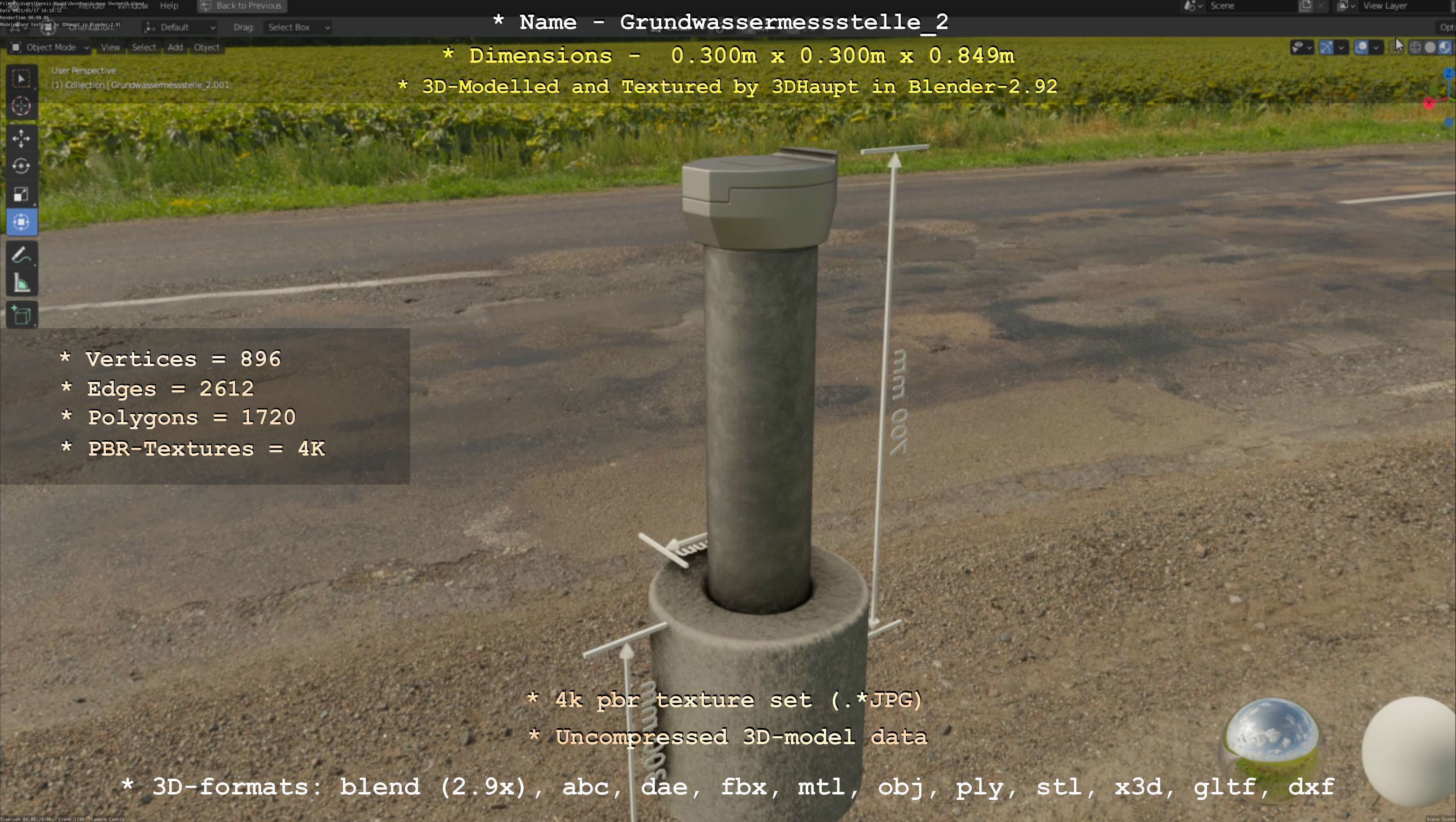 Groundwater monitoring well 2 version 2  Low-poly 3D model_49