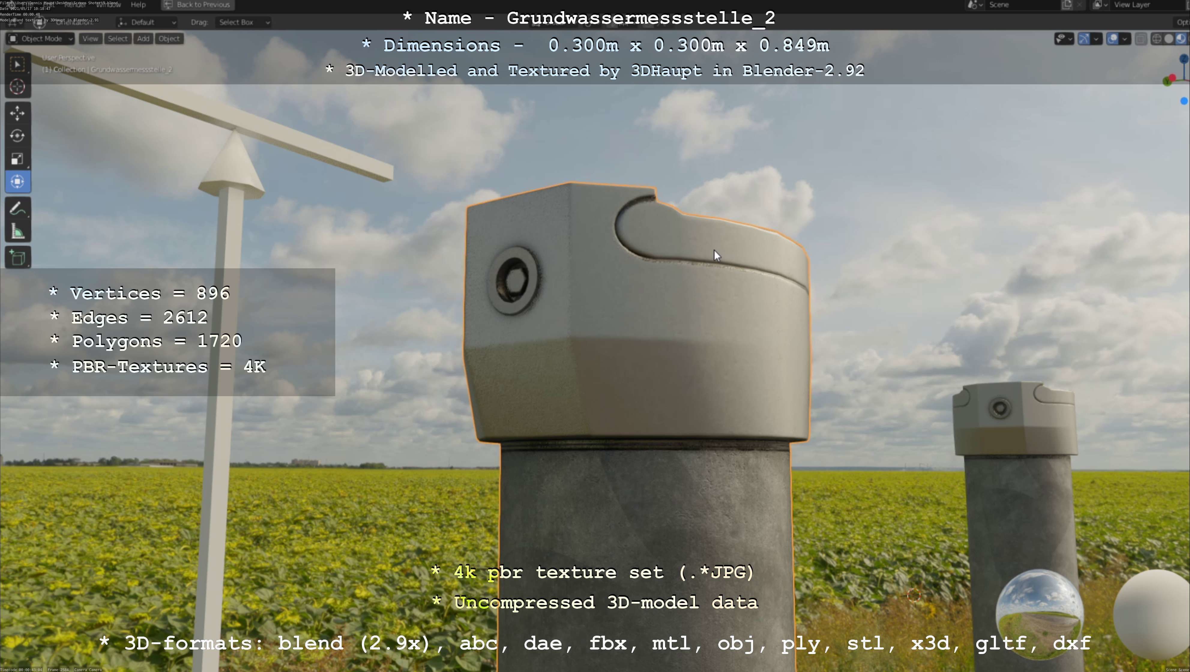 Groundwater monitoring well 2 version 2  Low-poly 3D model_81