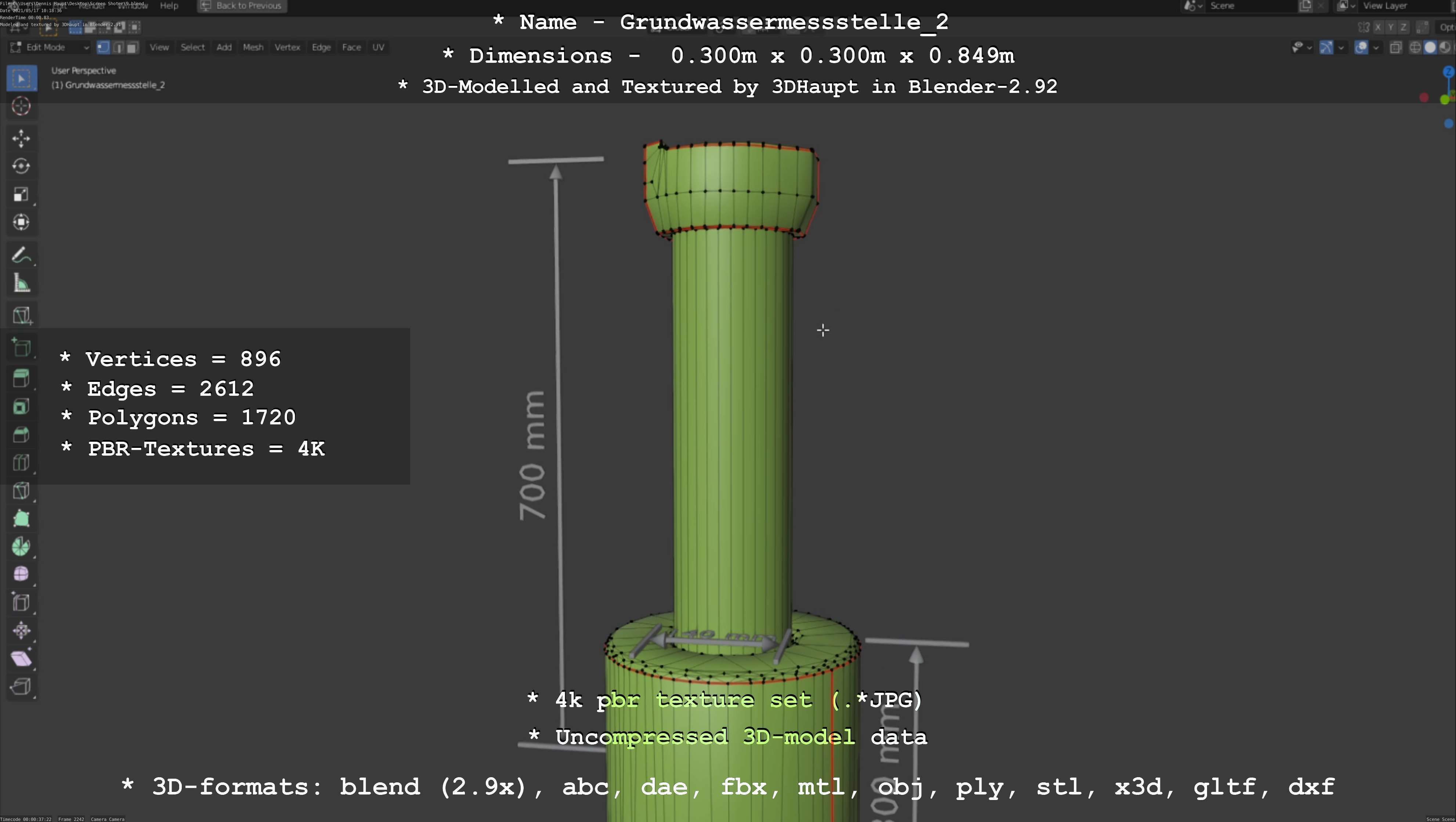 Groundwater monitoring well 2 version 2  Low-poly 3D model_63