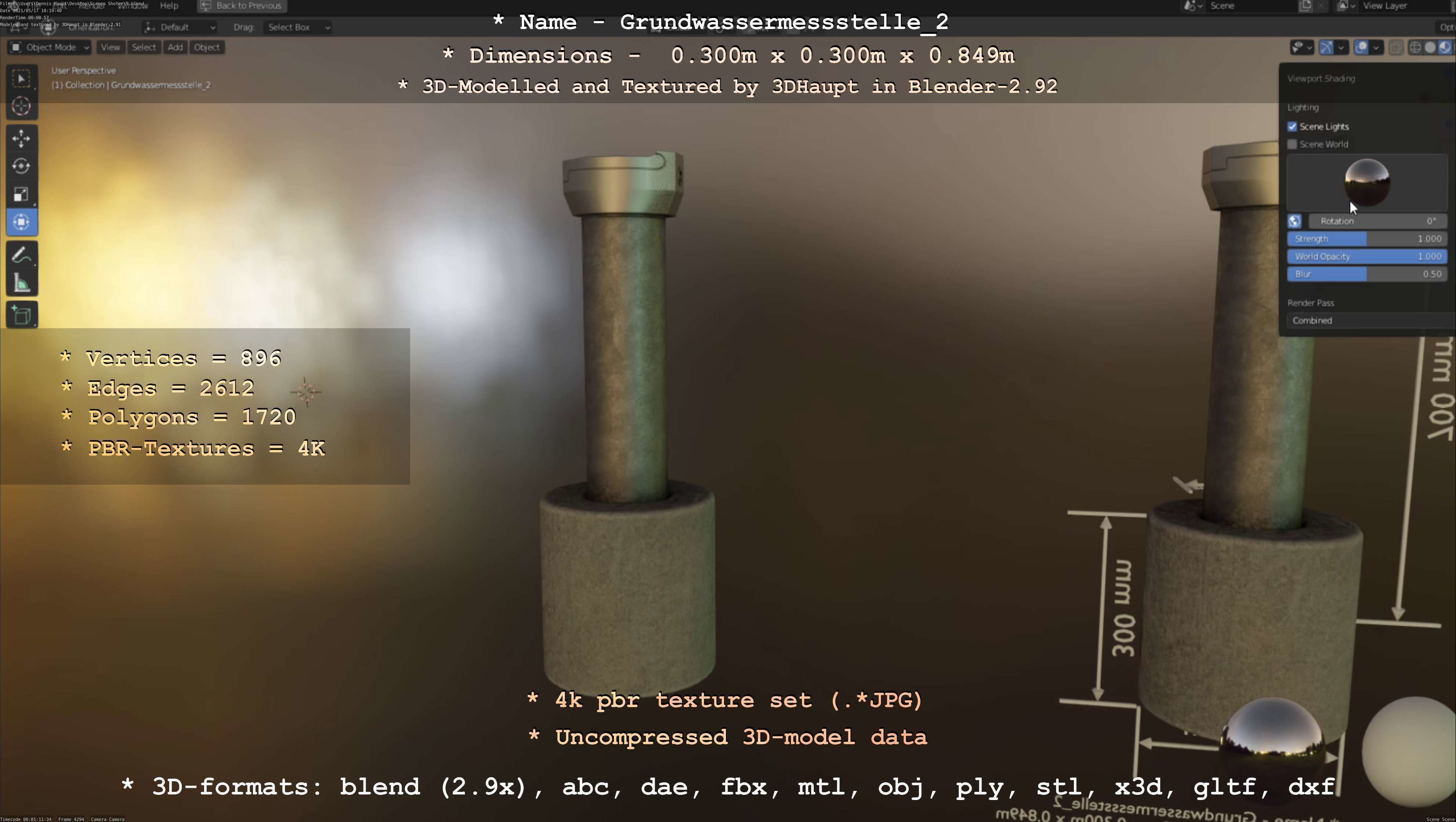 Groundwater monitoring well 2 version 2  Low-poly 3D model_116