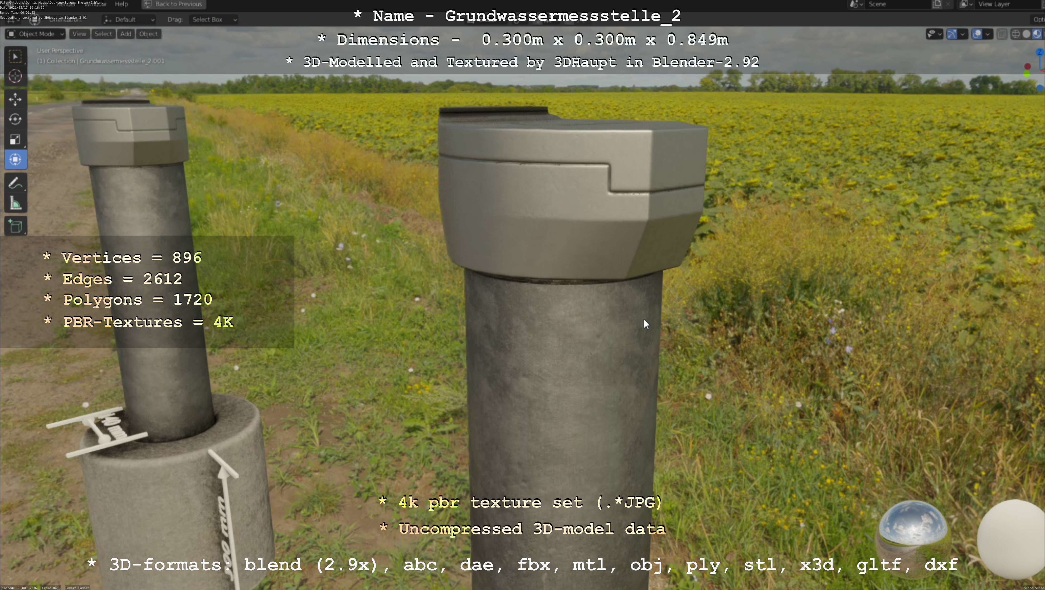Groundwater monitoring well 2 version 2  Low-poly 3D model_133