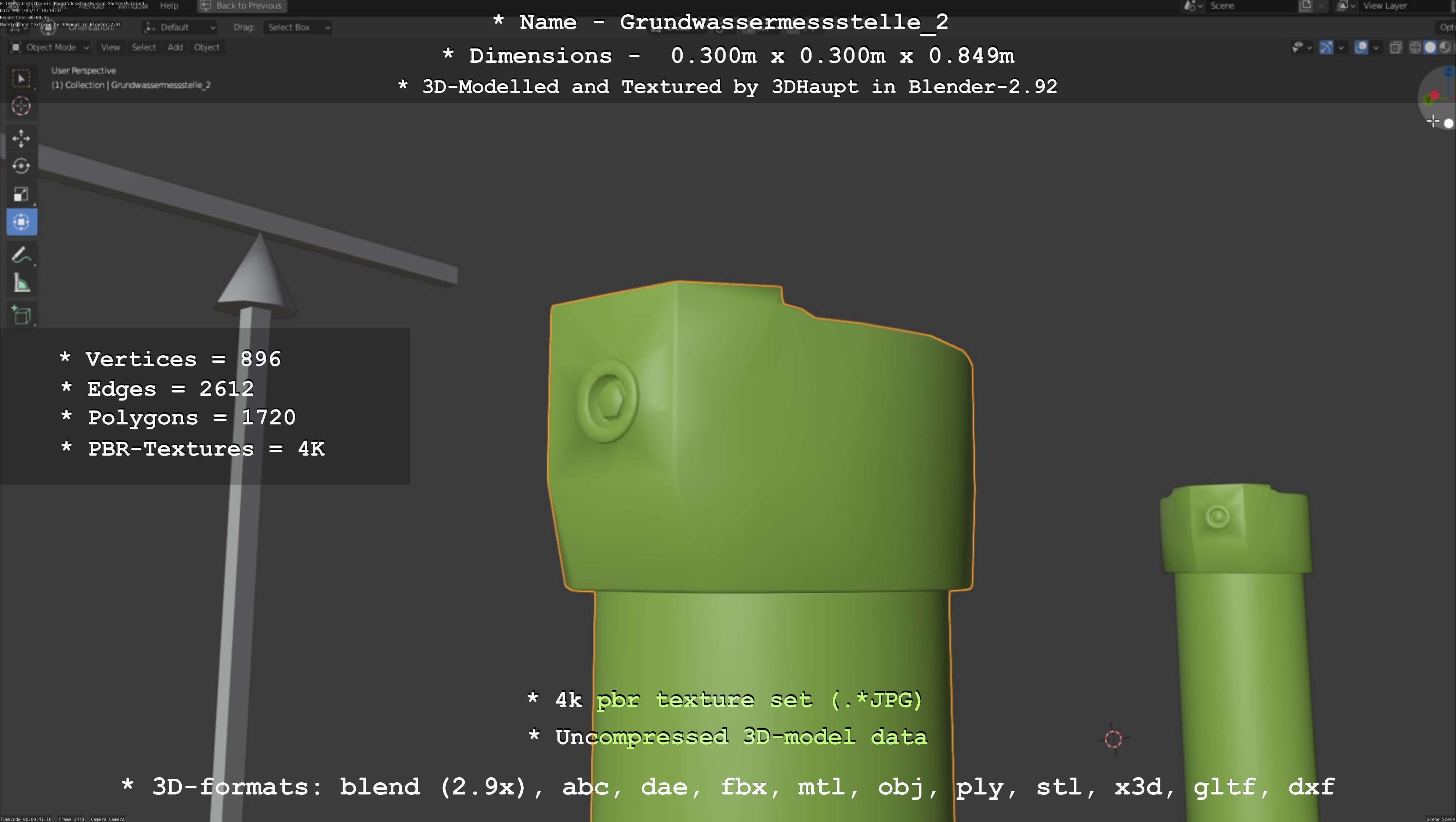 Groundwater monitoring well 2 version 2  Low-poly 3D model_25