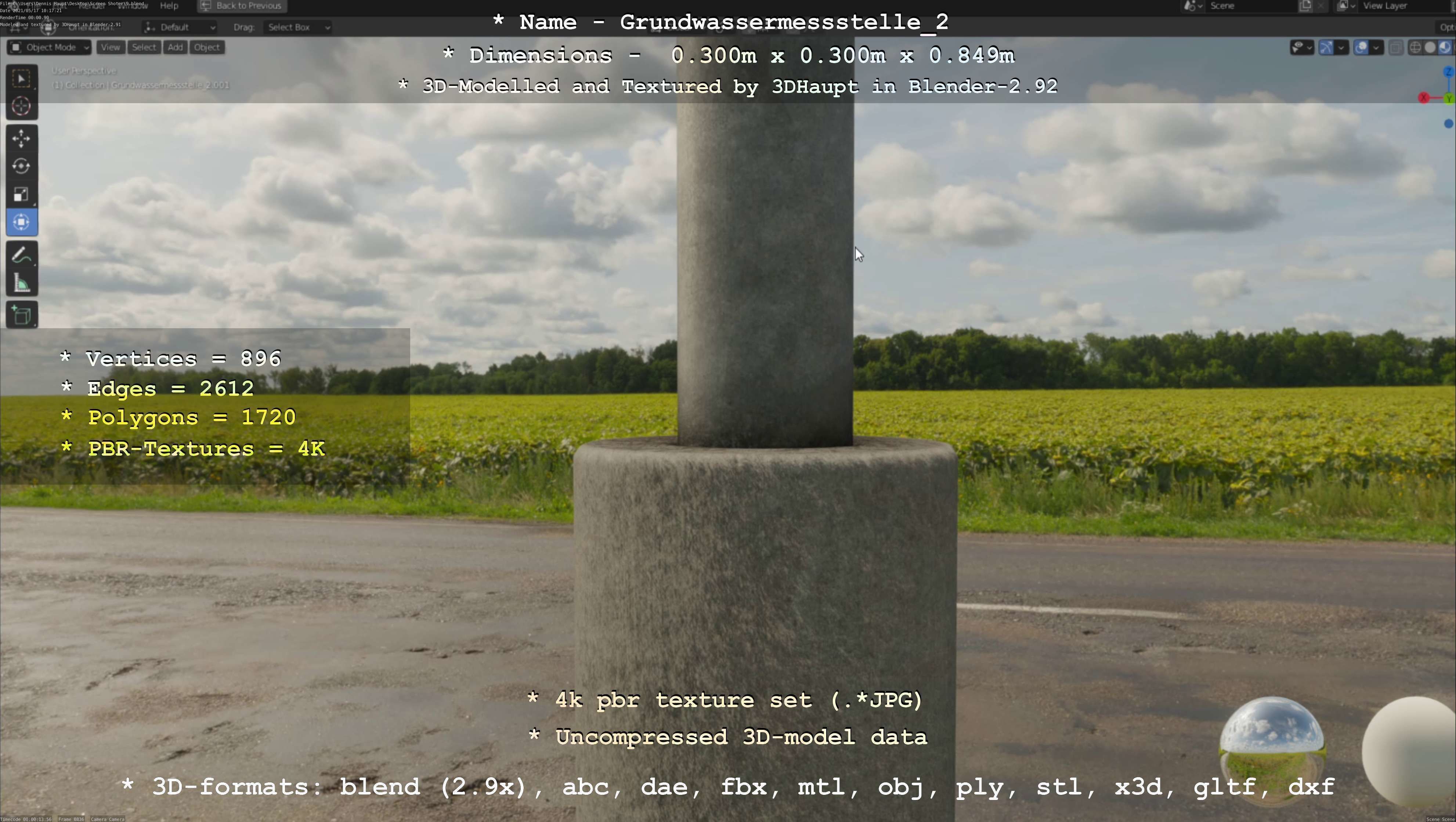 Groundwater monitoring well 2 version 2  Low-poly 3D model_82