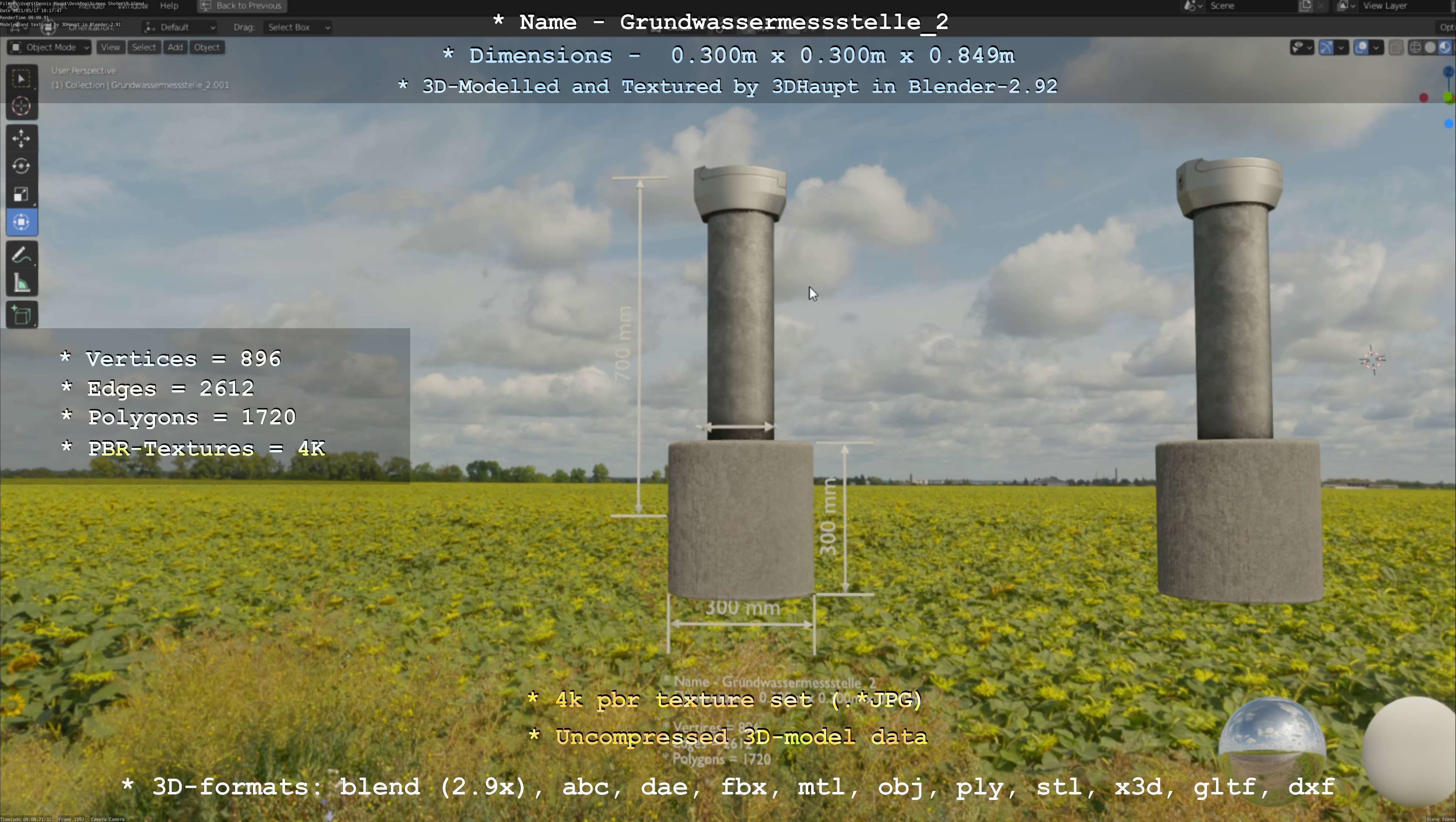 Groundwater monitoring well 2 version 2  Low-poly 3D model_20