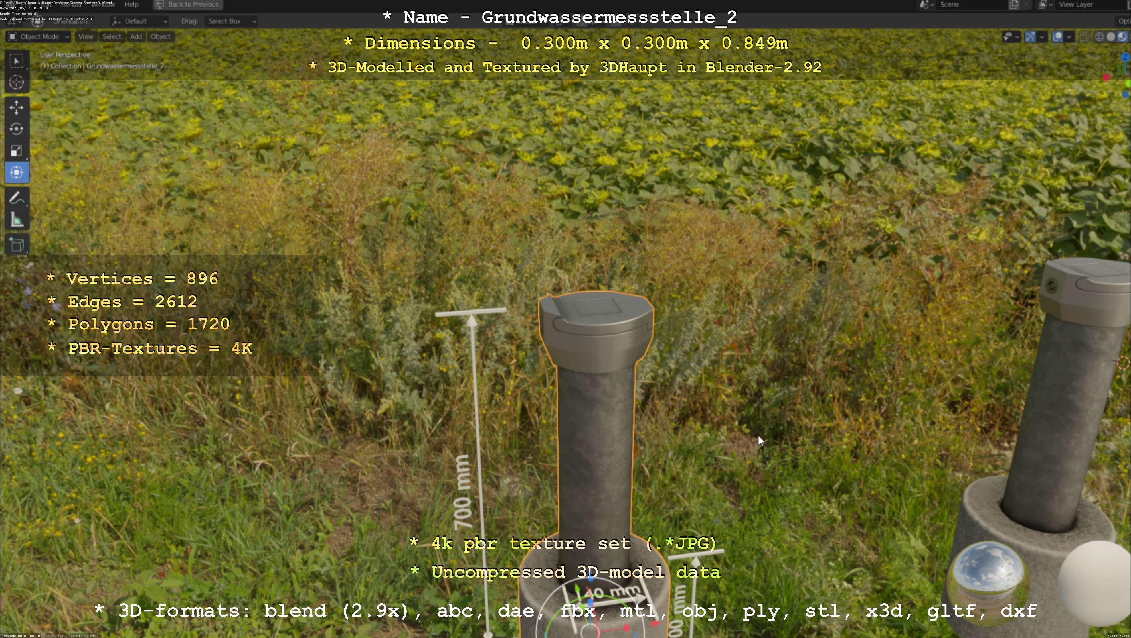 Groundwater monitoring well 2 version 2  Low-poly 3D model_104