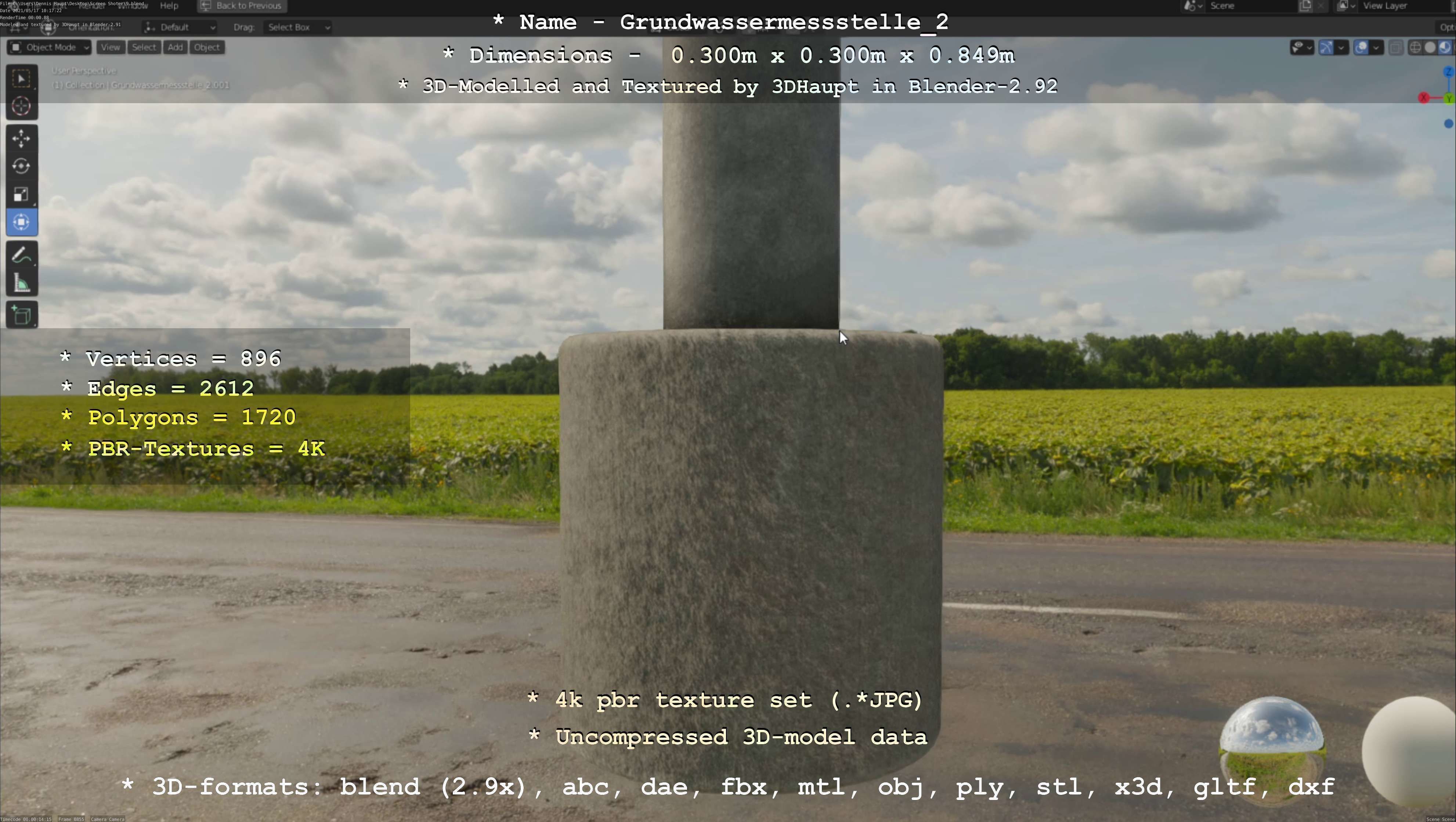 Groundwater monitoring well 2 version 2  Low-poly 3D model_84