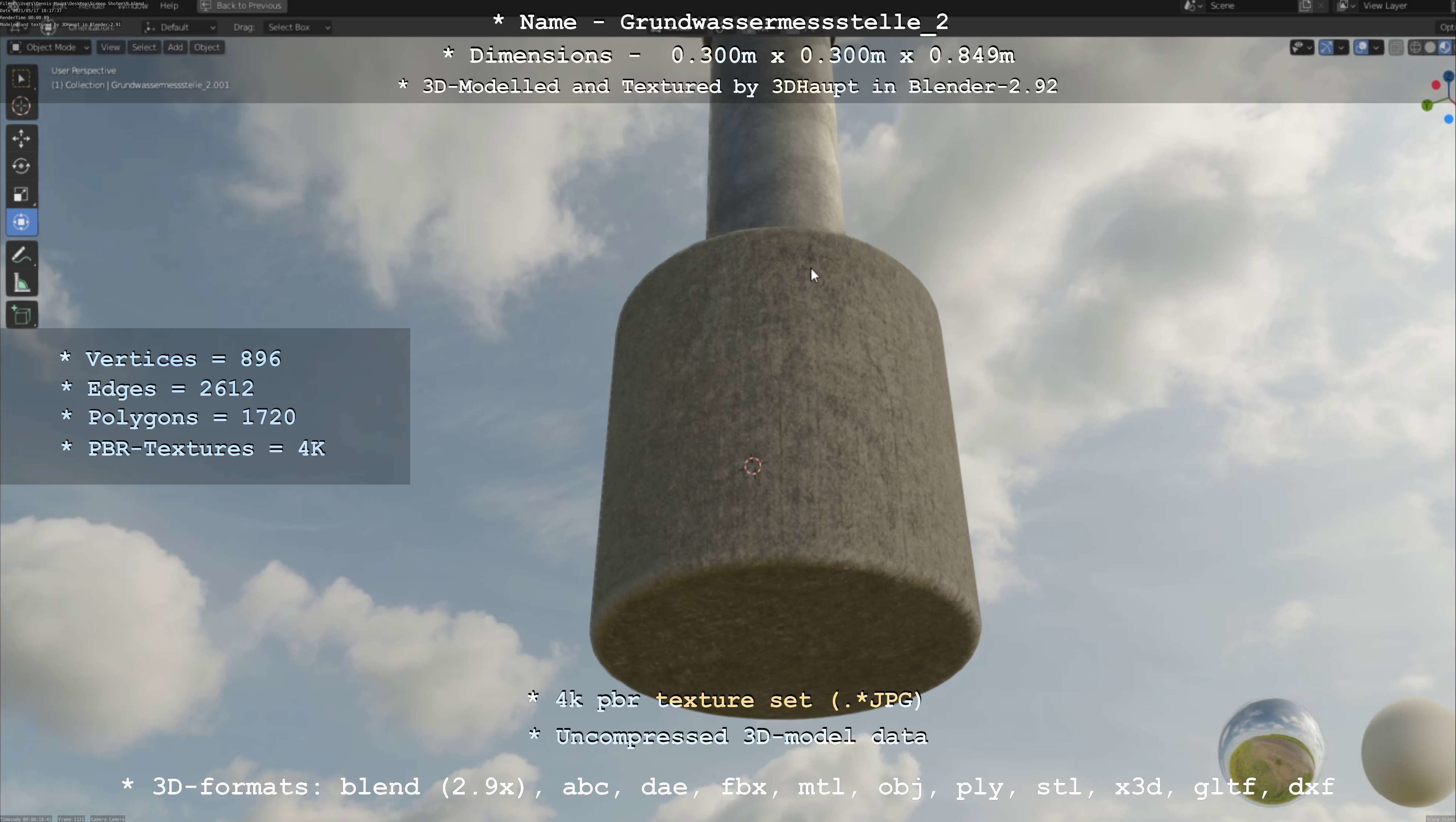 Groundwater monitoring well 2 version 2  Low-poly 3D model_88