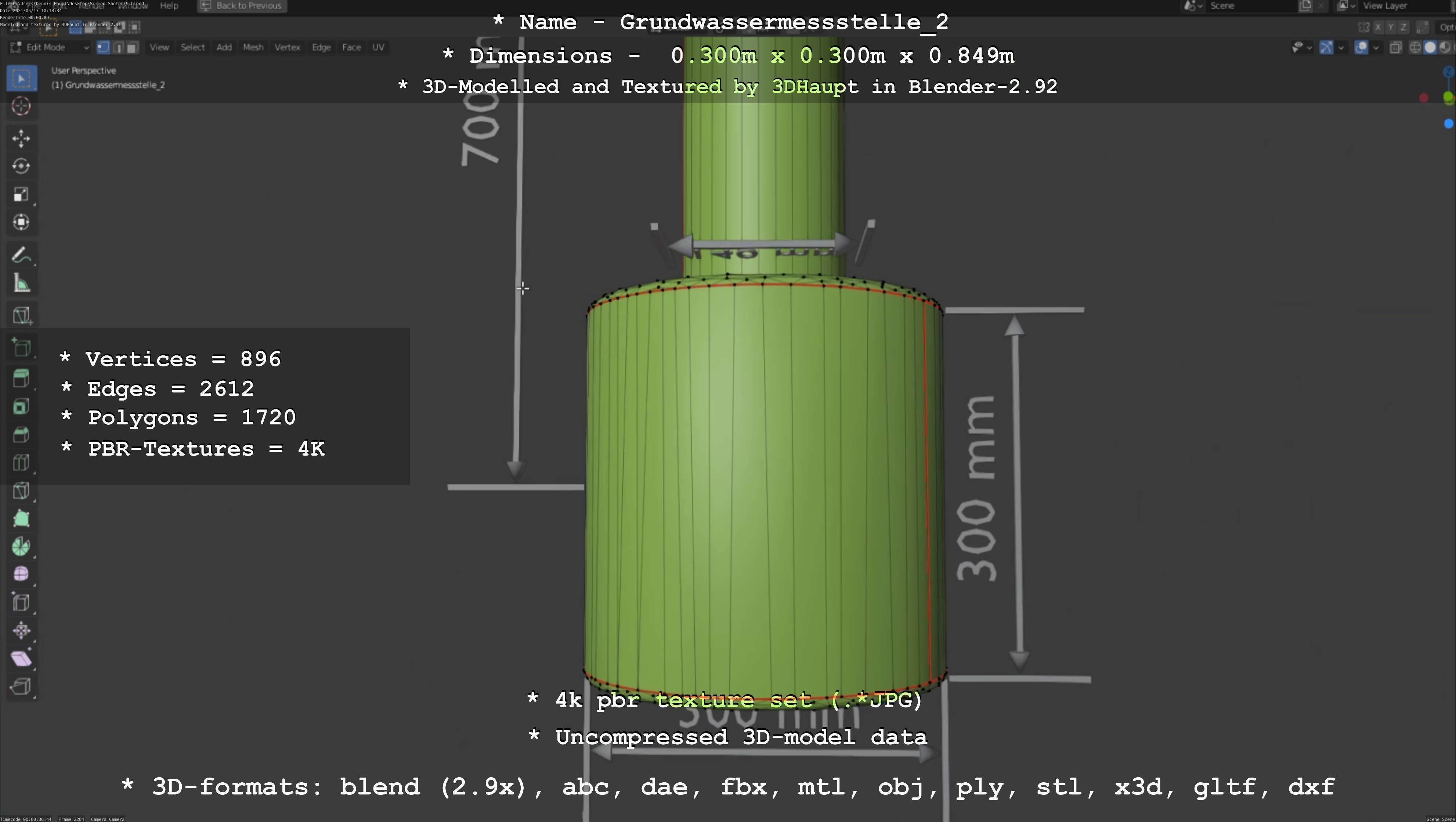 Groundwater monitoring well 2 version 2  Low-poly 3D model_61