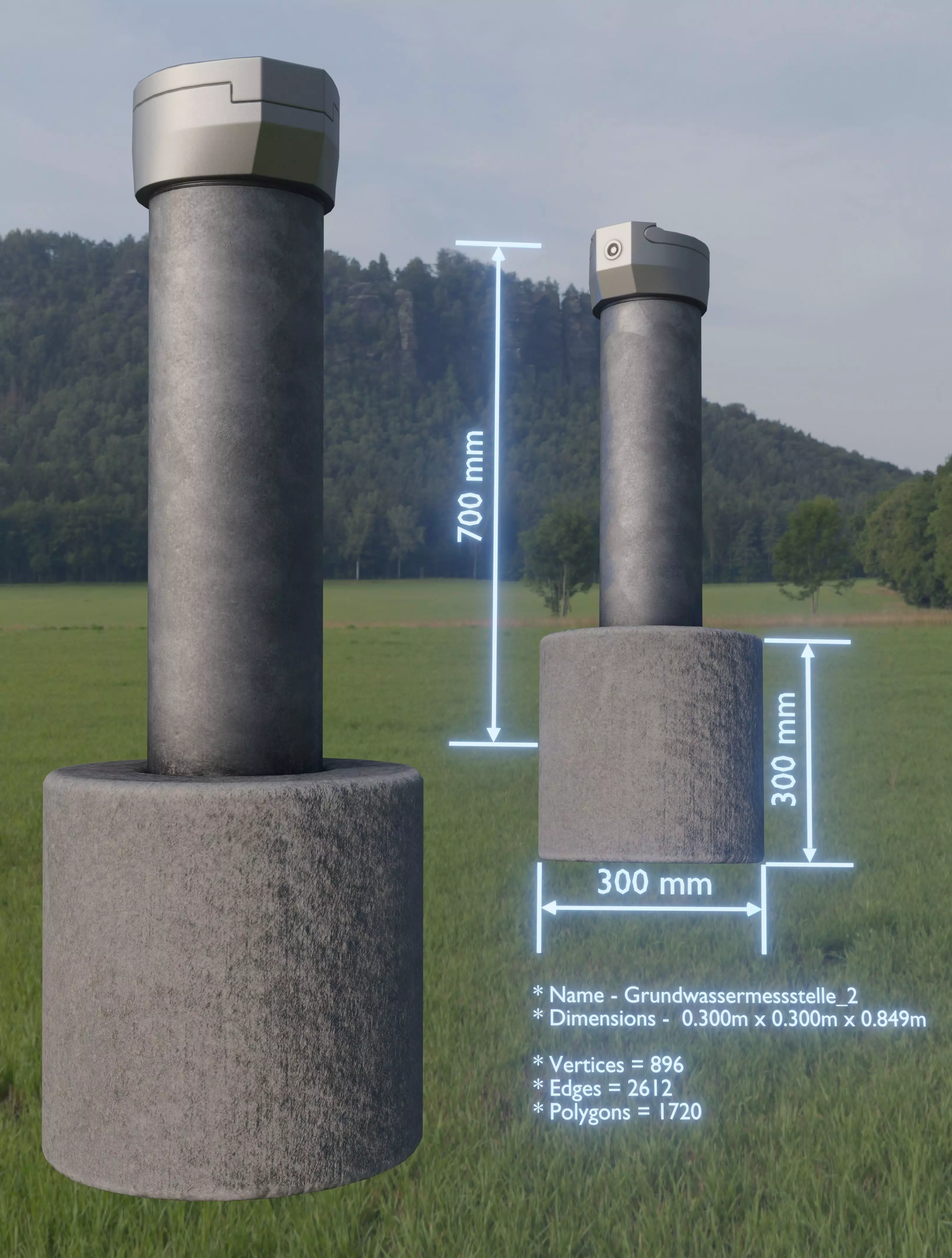 Groundwater monitoring well 2 version 2  Low-poly 3D model_0
