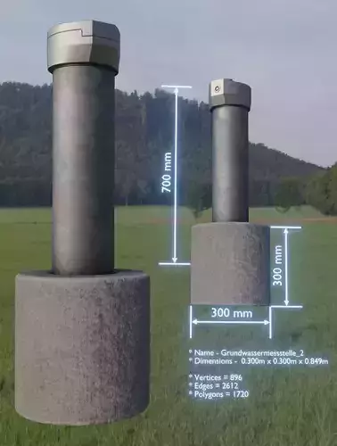 Groundwater monitoring well 2 version 2  Low-poly 3D model