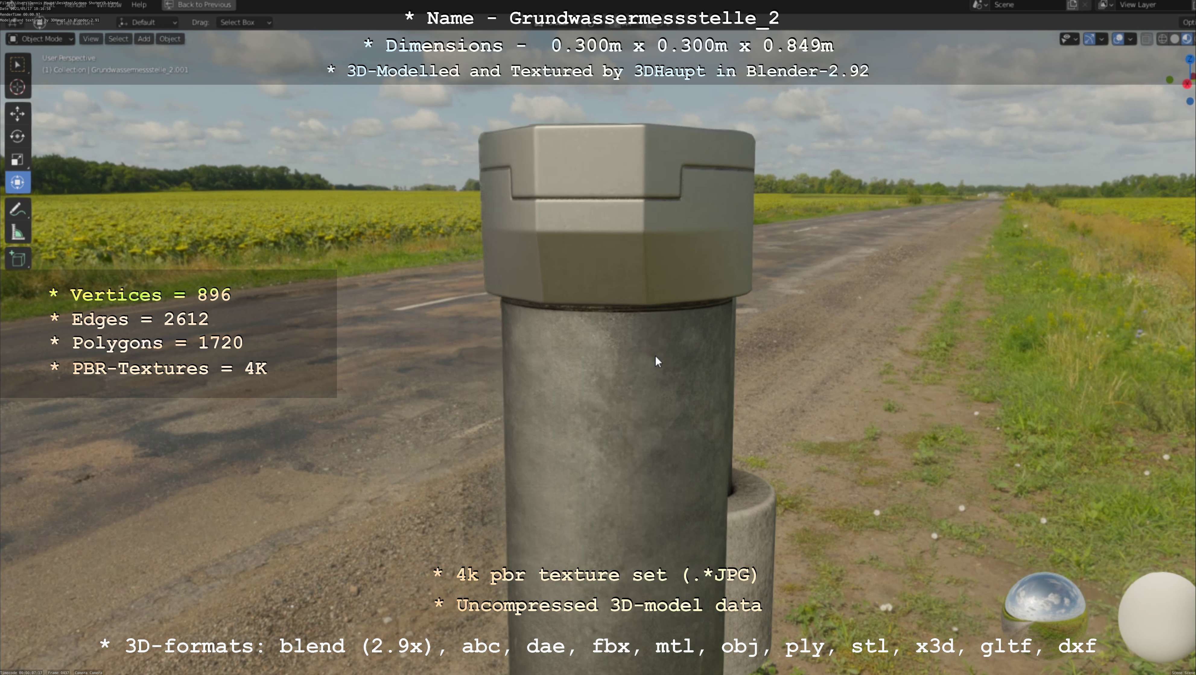 Groundwater monitoring well 2 version 2  Low-poly 3D model_11