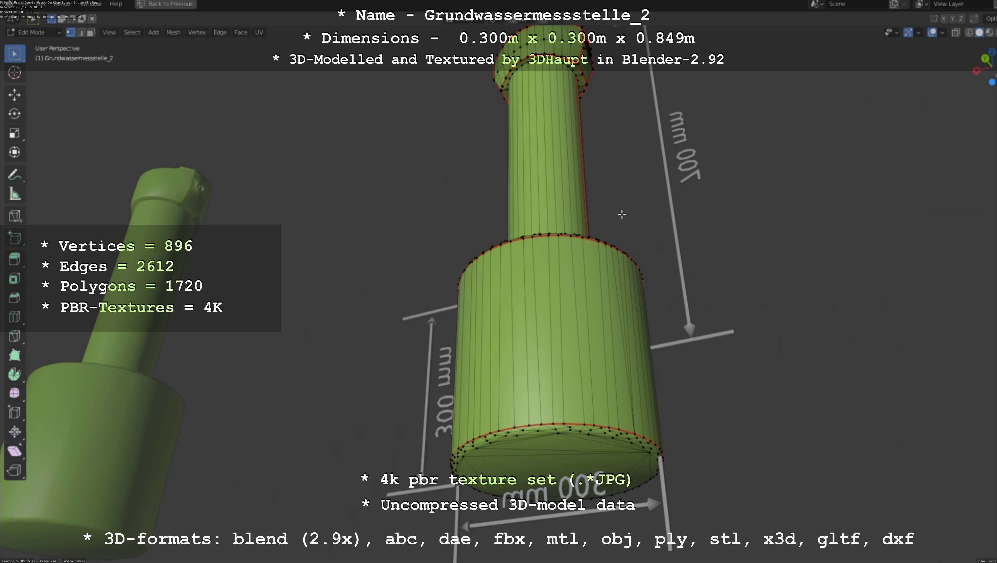 Groundwater monitoring well 2 version 2  Low-poly 3D model_66