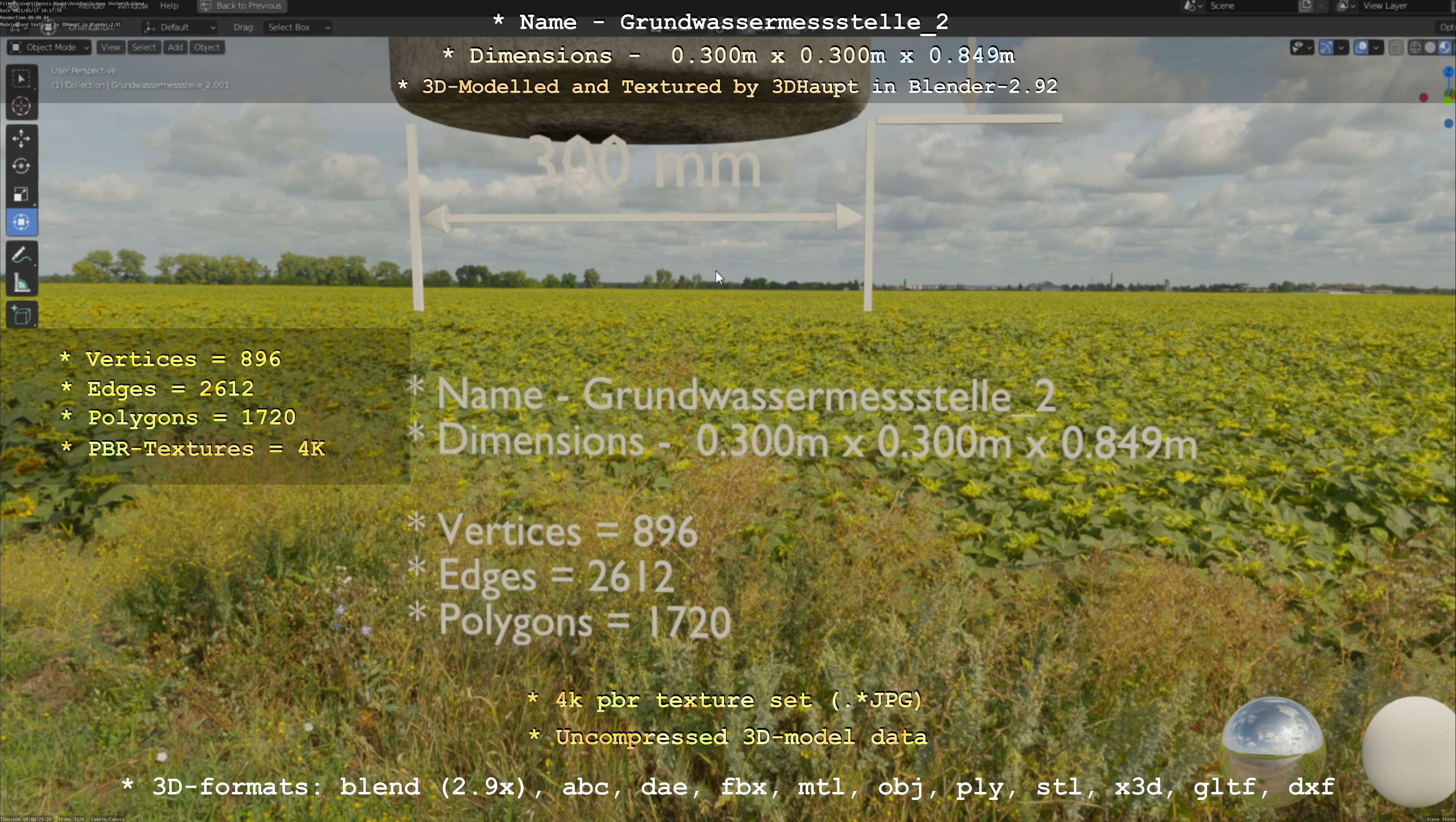 Groundwater monitoring well 2 version 2  Low-poly 3D model_45