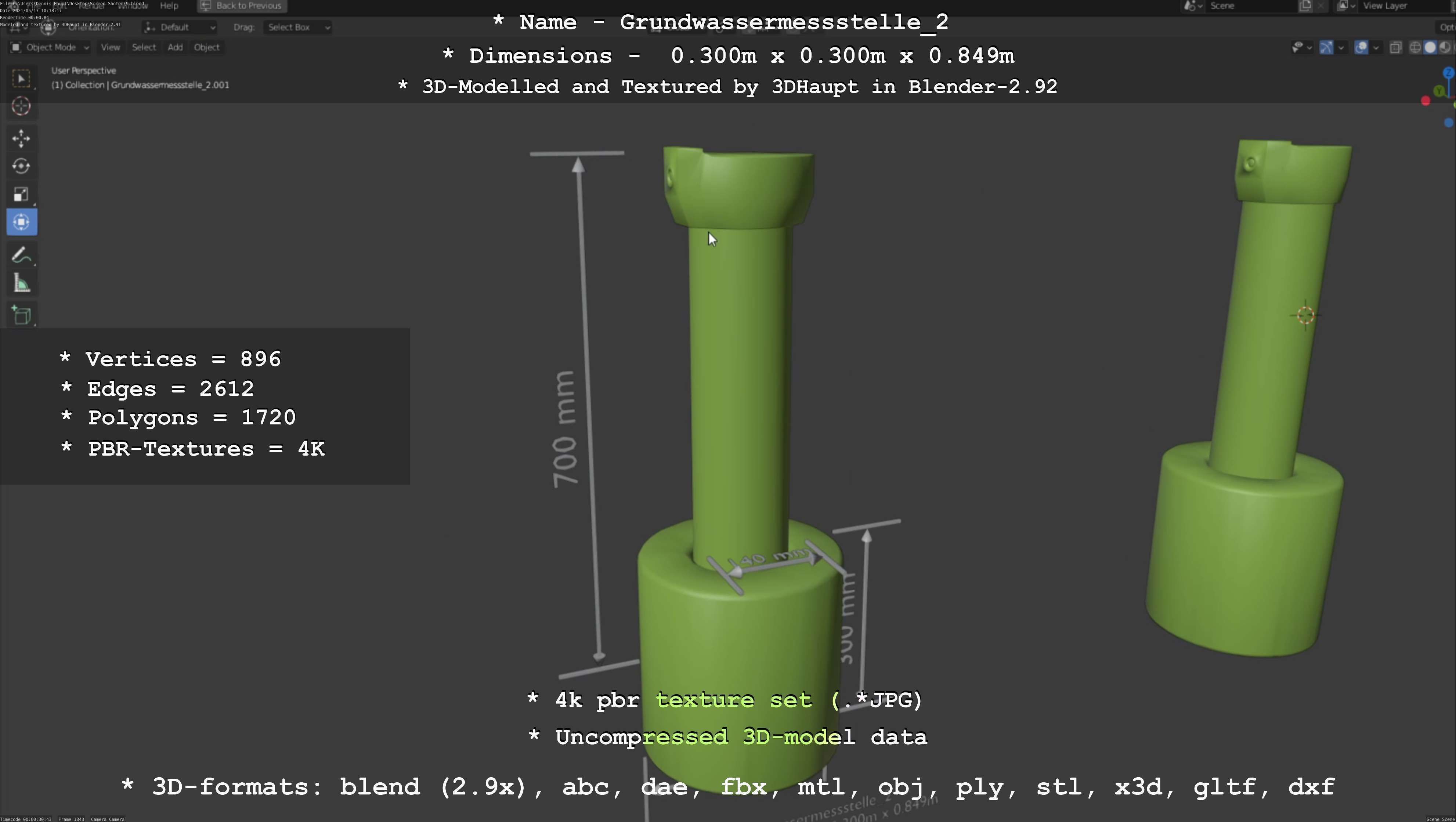 Groundwater monitoring well 2 version 2  Low-poly 3D model_55