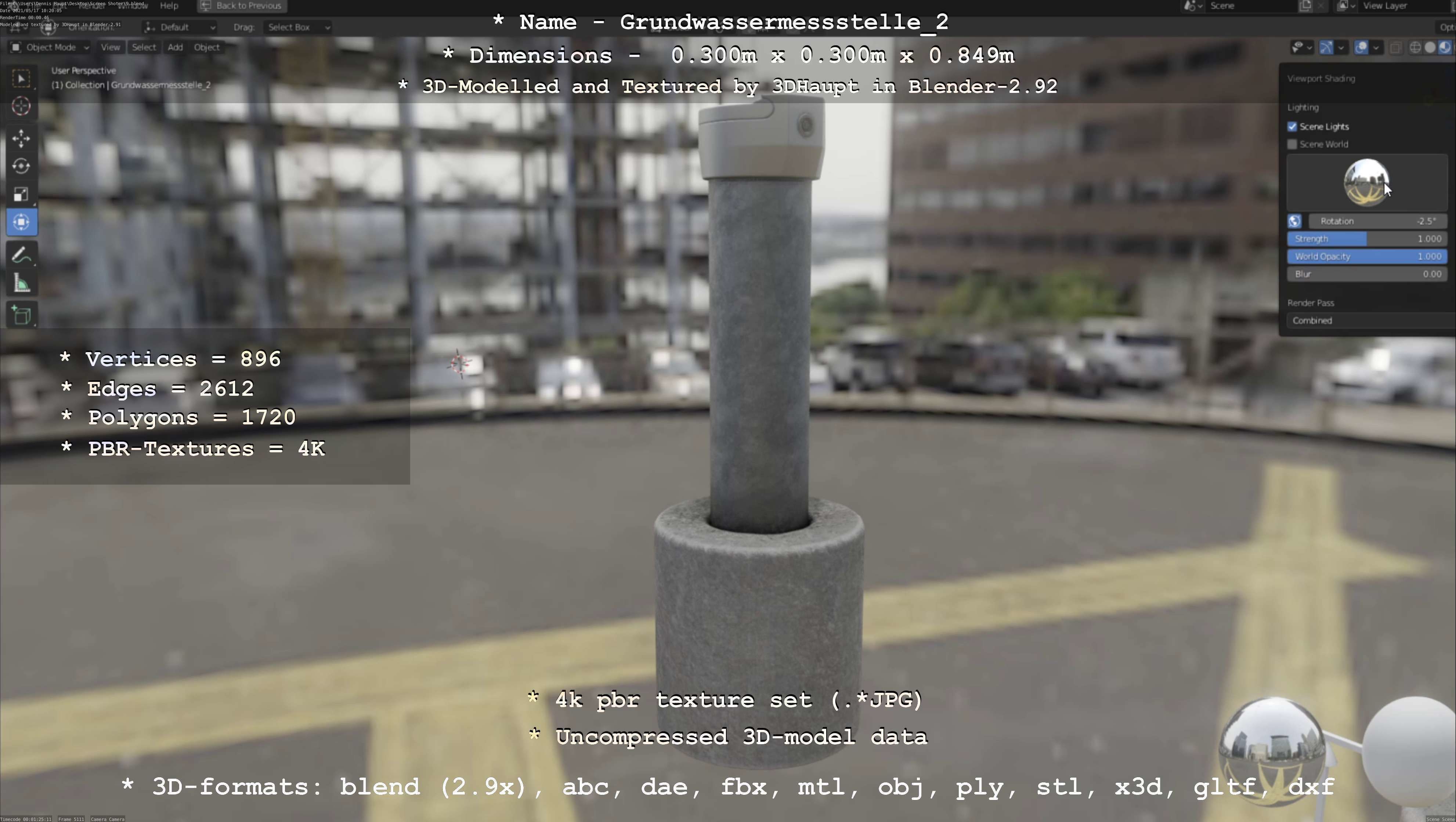 Groundwater monitoring well 2 version 2  Low-poly 3D model_126
