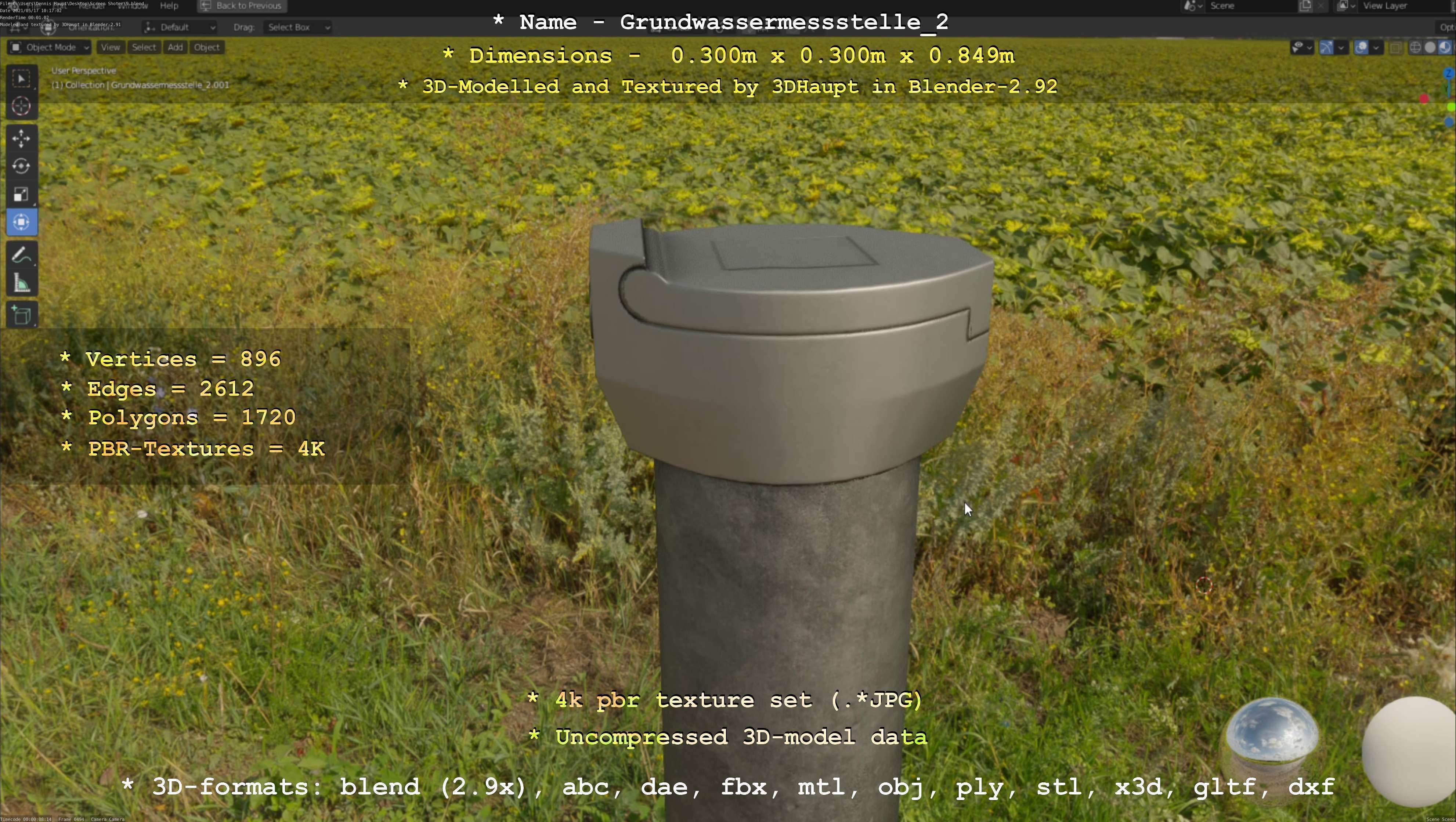 Groundwater monitoring well 2 version 2  Low-poly 3D model_69