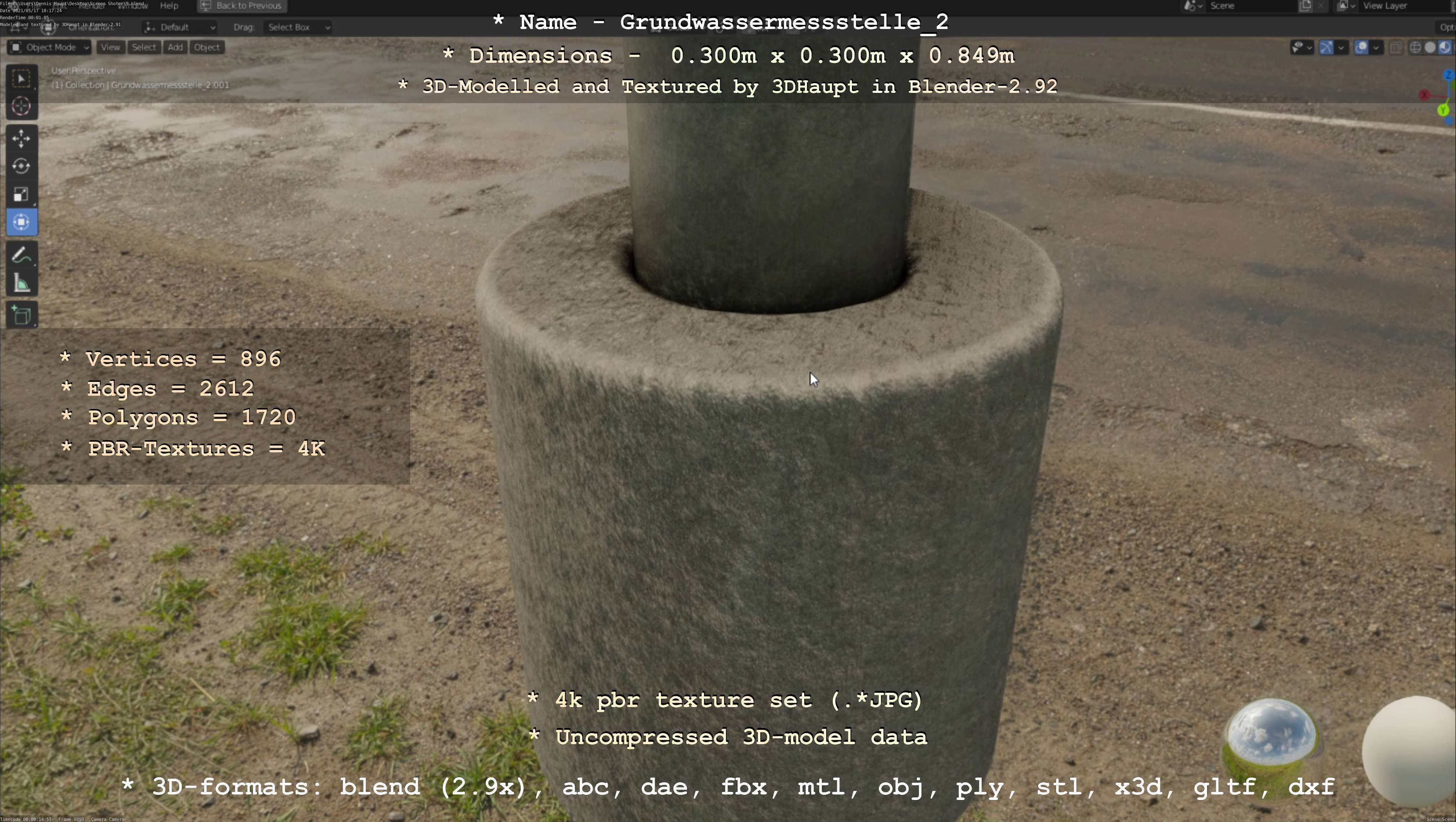 Groundwater monitoring well 2 version 2  Low-poly 3D model_16