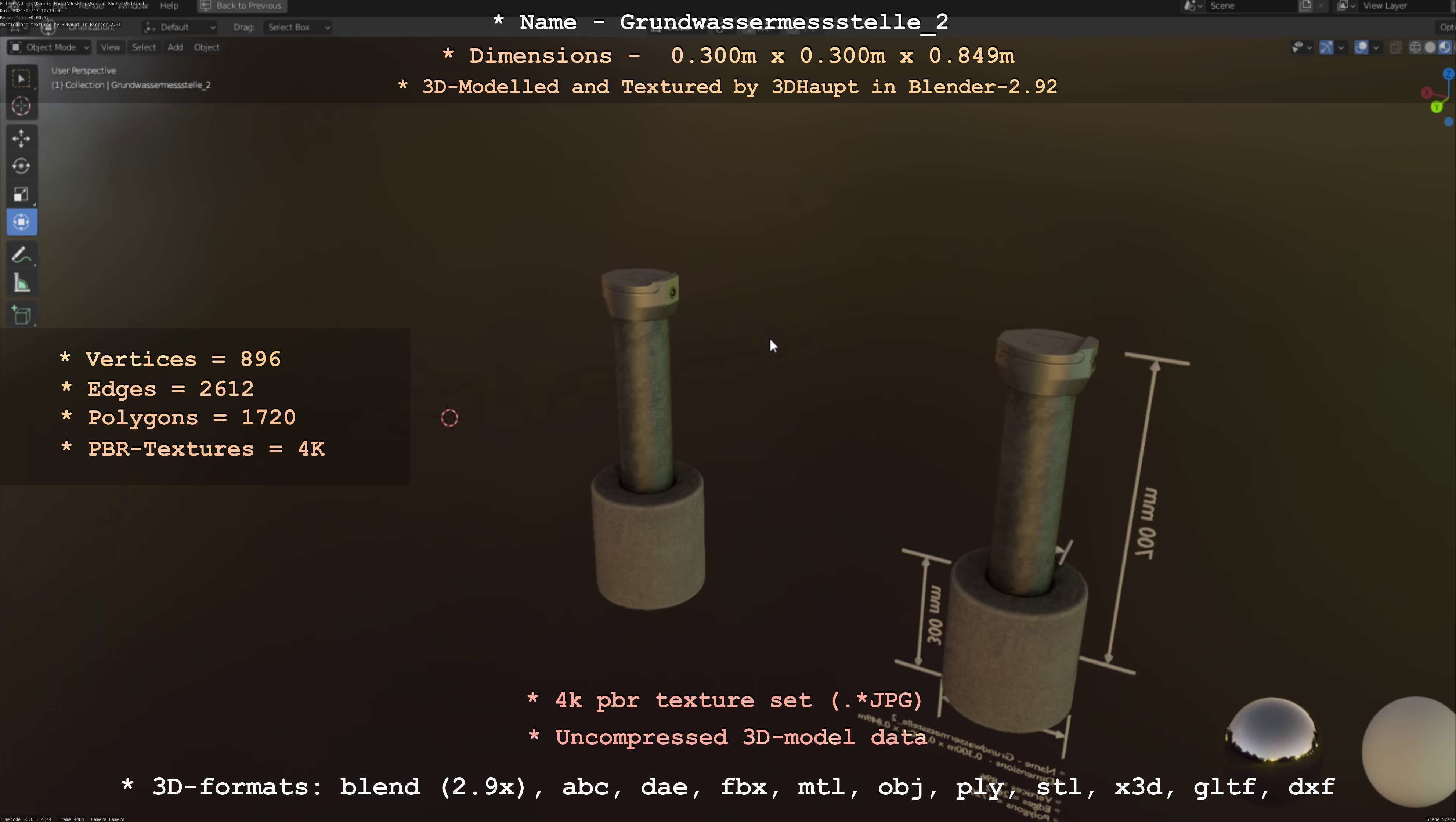 Groundwater monitoring well 2 version 2  Low-poly 3D model_105