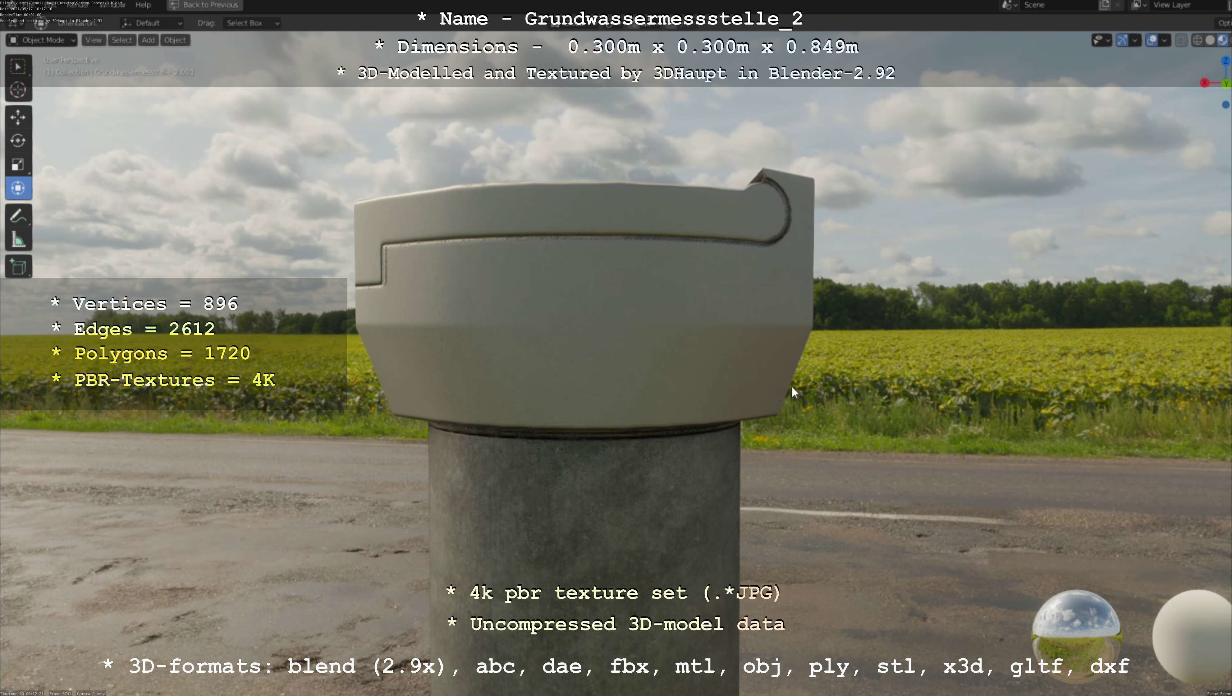 Groundwater monitoring well 2 version 2  Low-poly 3D model_71