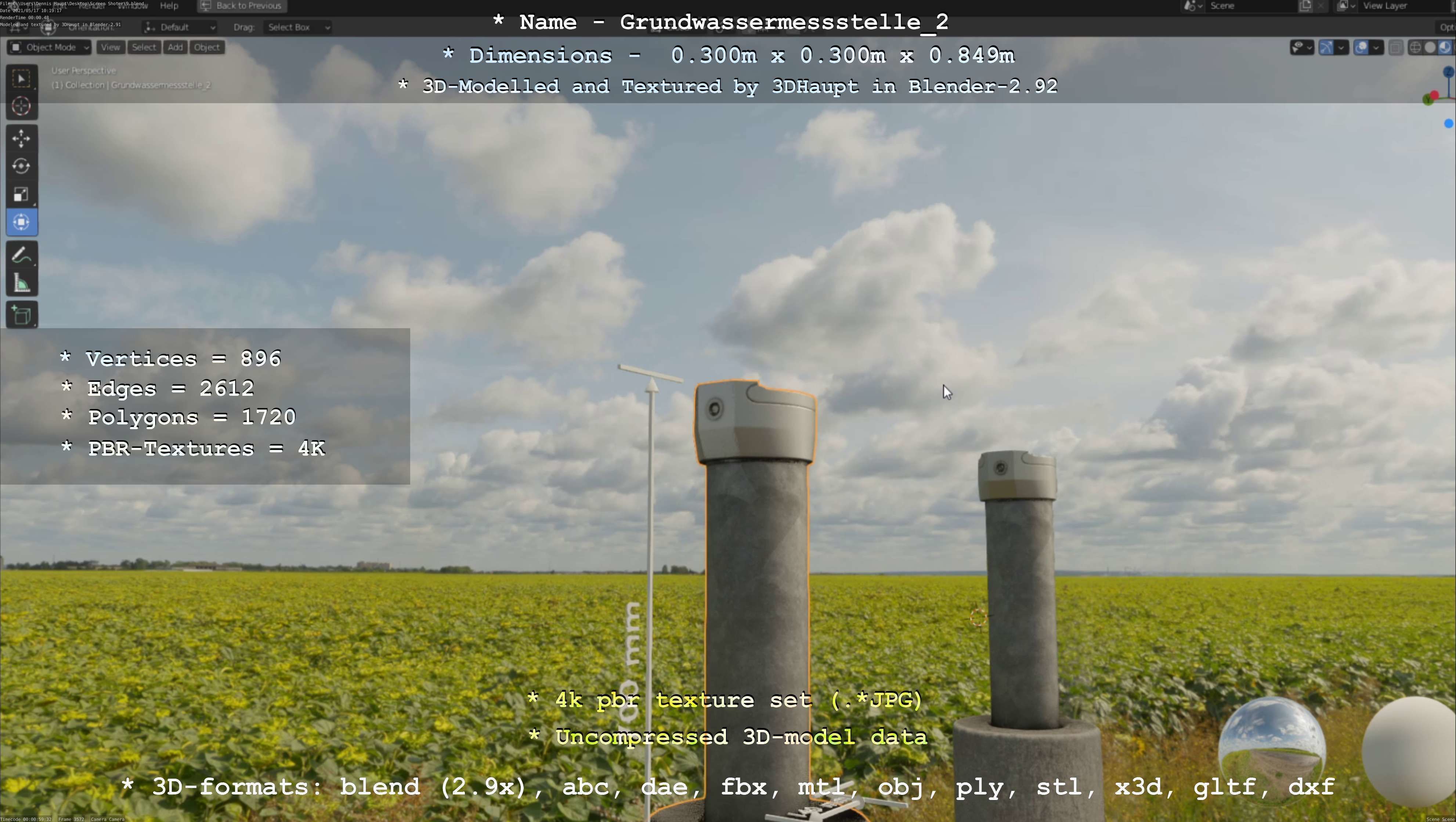 Groundwater monitoring well 2 version 2  Low-poly 3D model_97