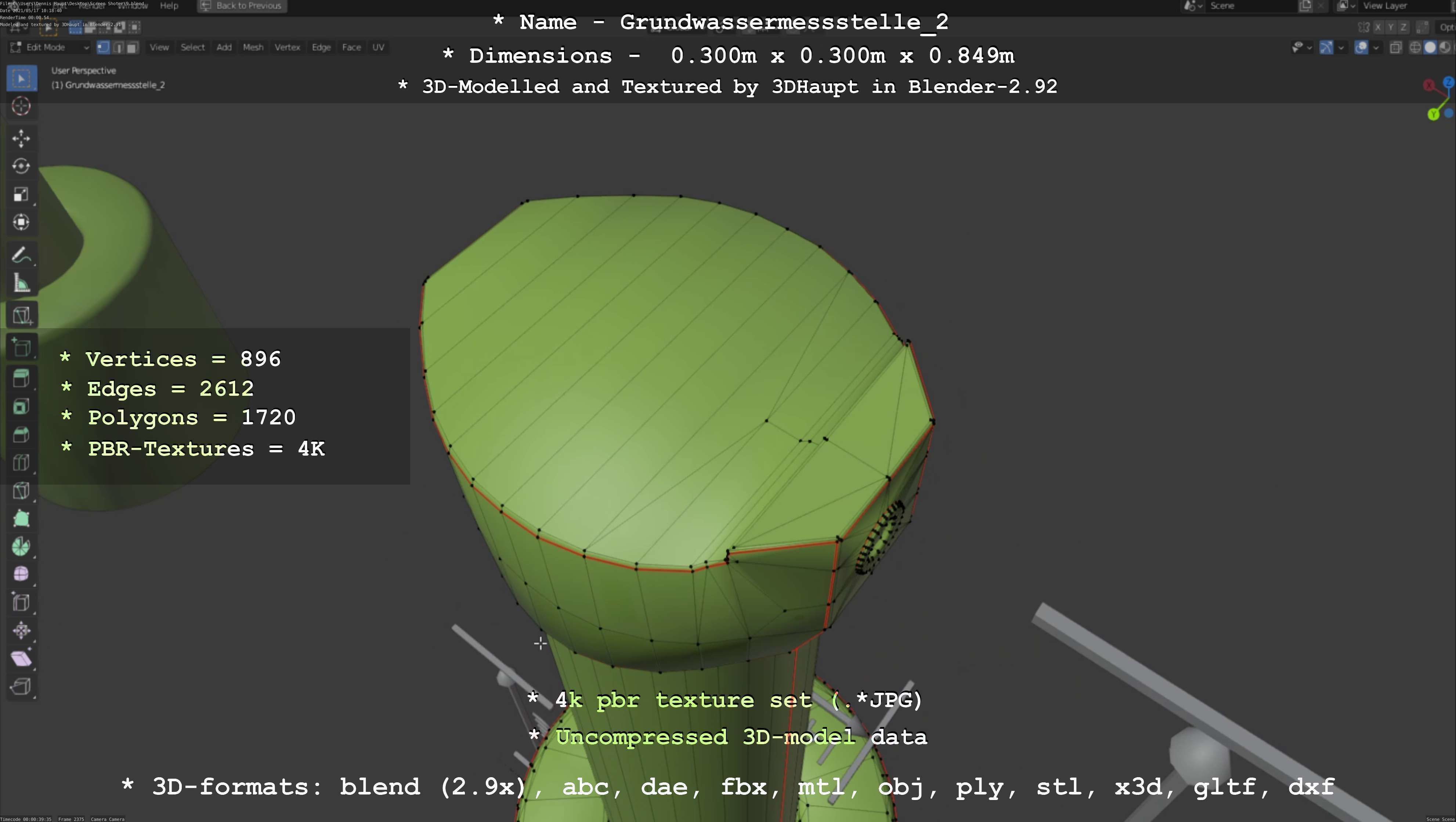 Groundwater monitoring well 2 version 2  Low-poly 3D model_23