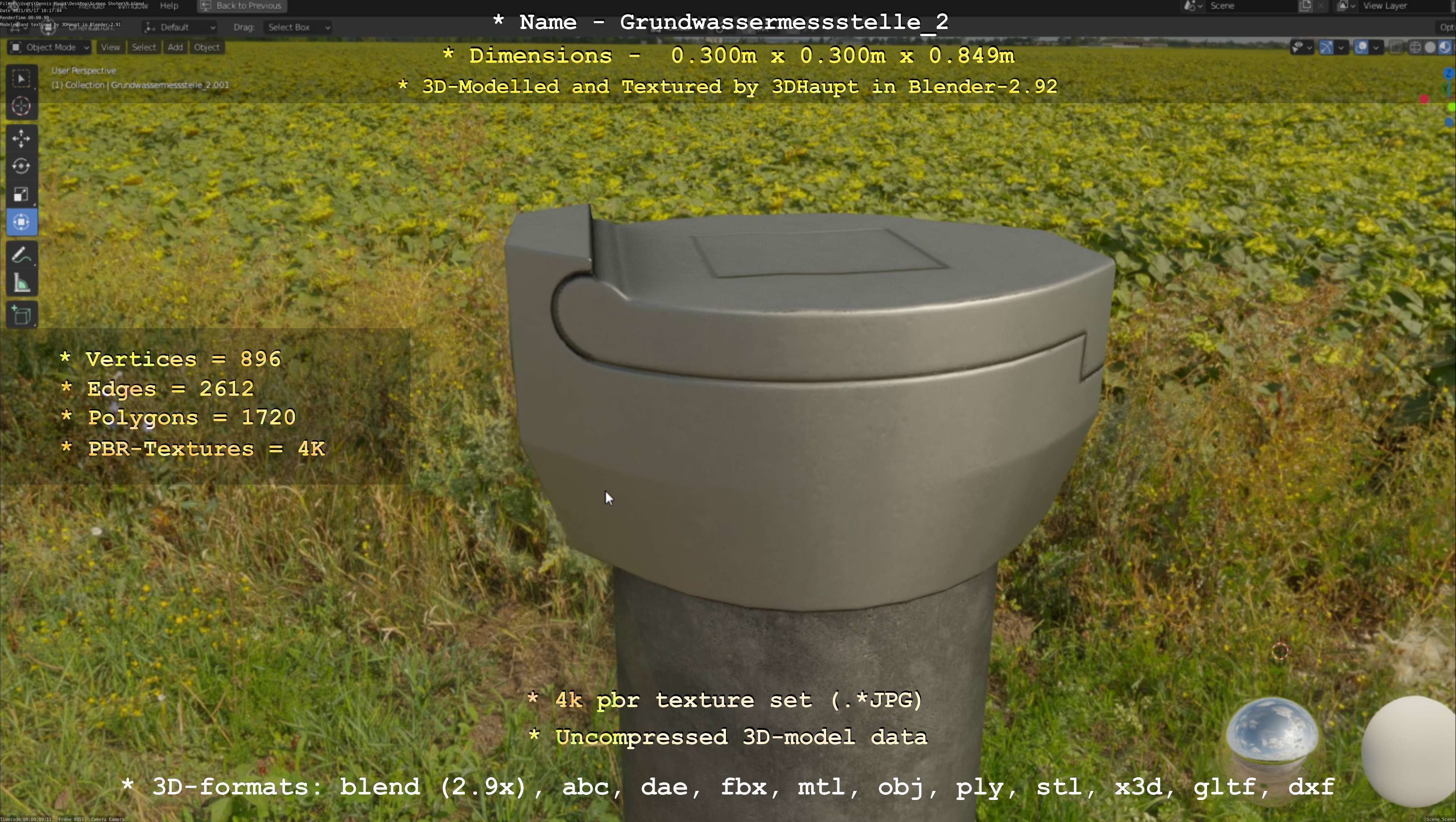 Groundwater monitoring well 2 version 2  Low-poly 3D model_12