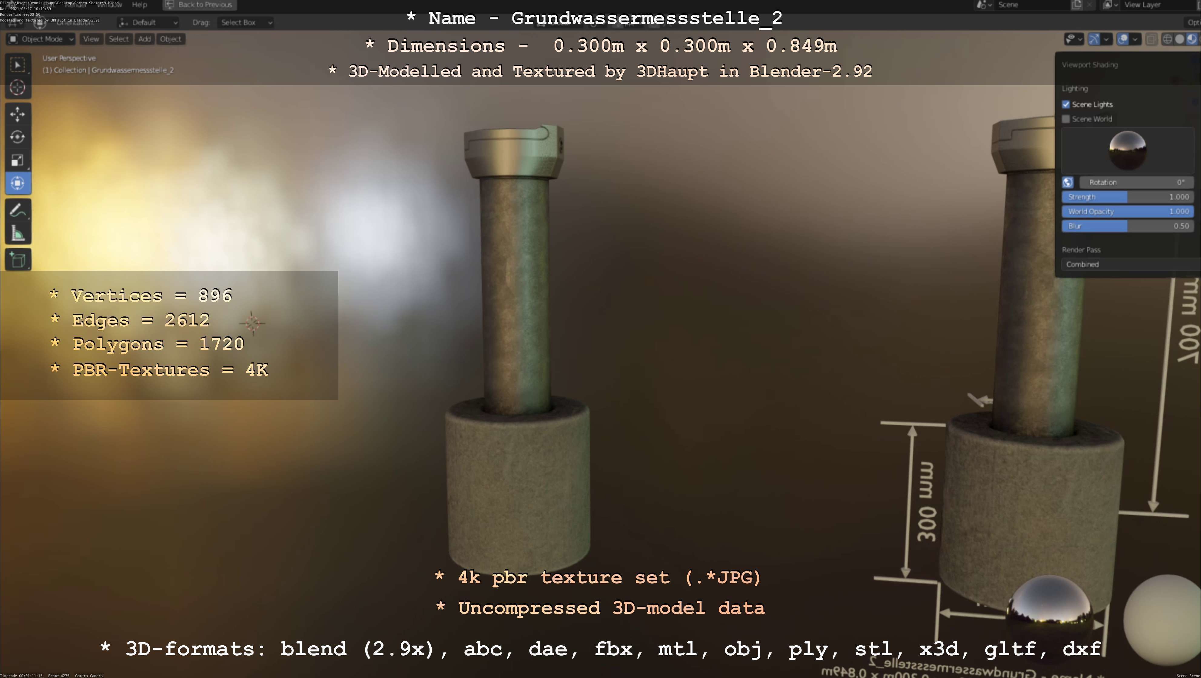 Groundwater monitoring well 2 version 2  Low-poly 3D model_112