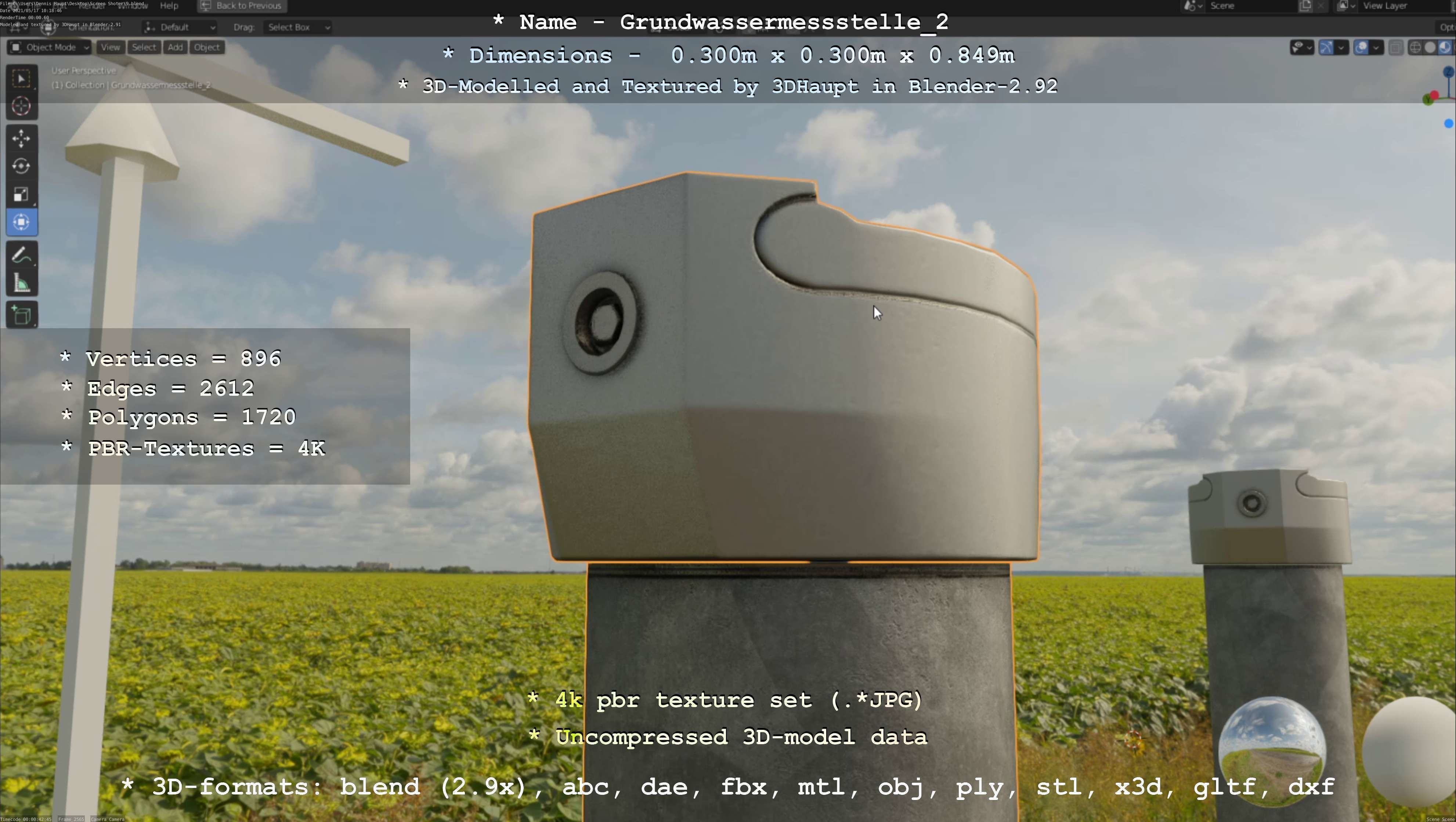 Groundwater monitoring well 2 version 2  Low-poly 3D model_70